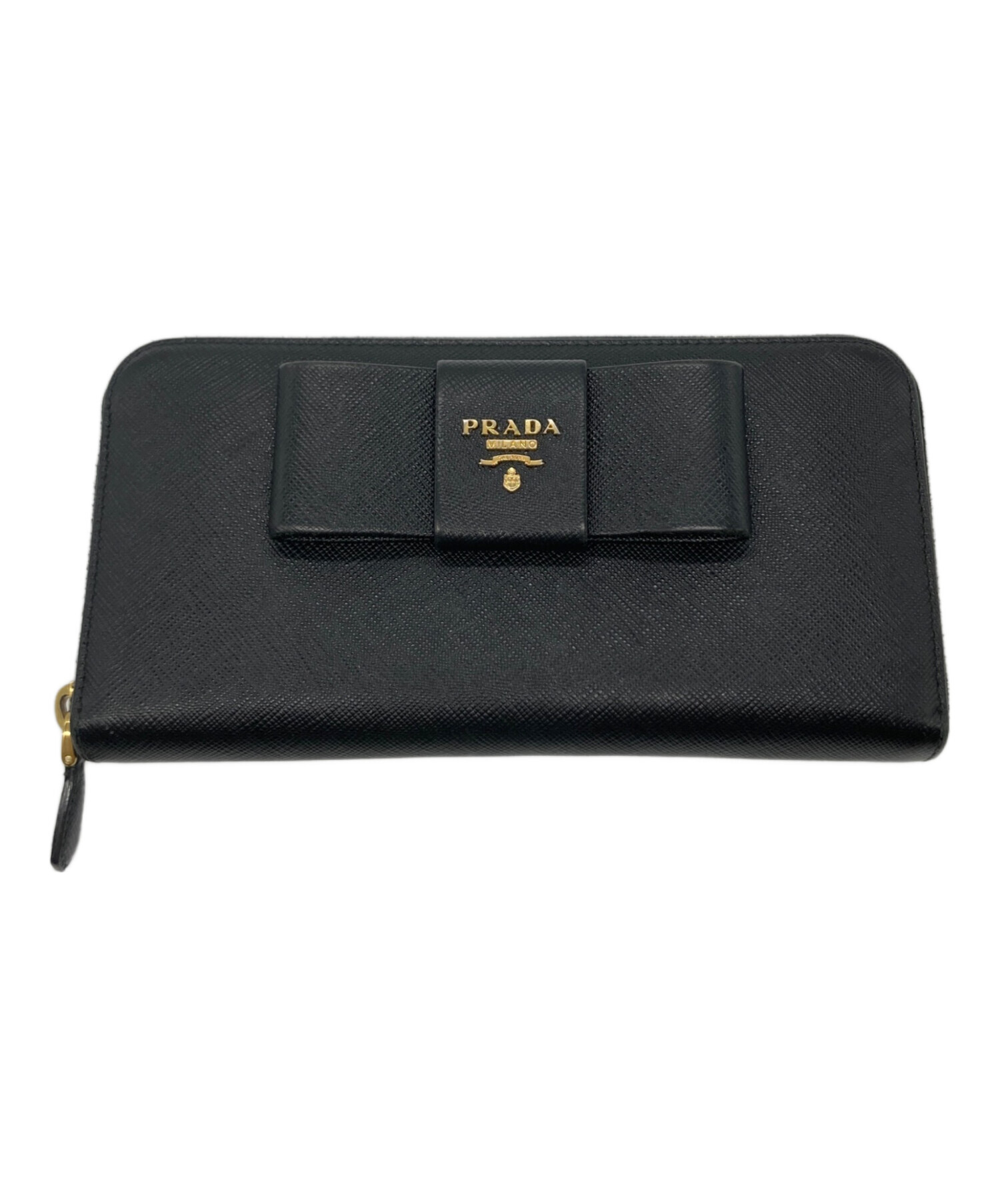 中古・古着通販】PRADA (プラダ) サフィアーノ リボン ラウンドジップ