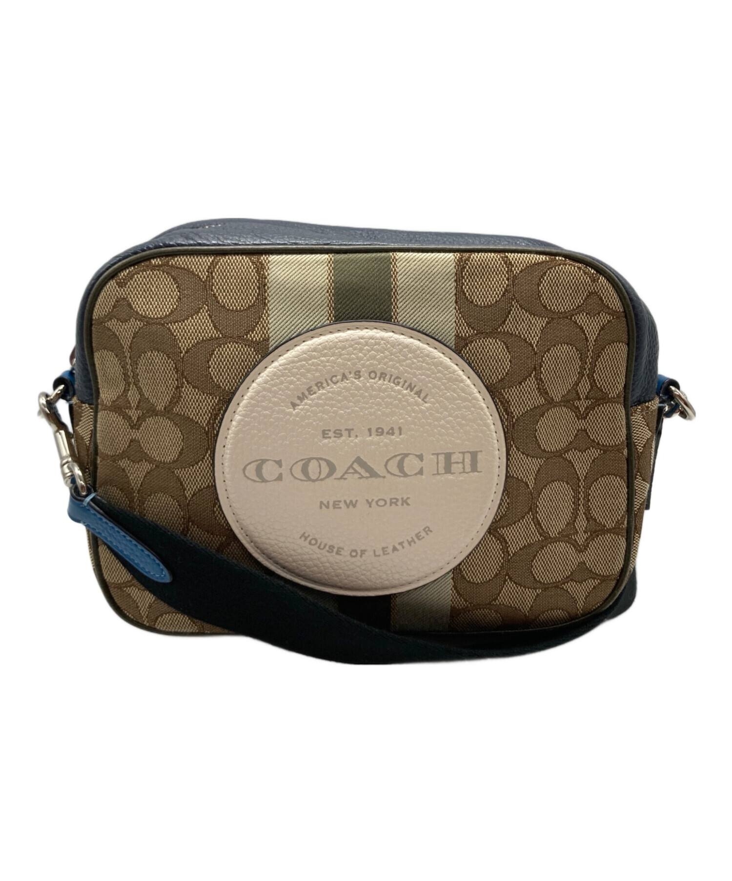 中古・古着通販】COACH (コーチ) ショルダーバッグ ネイビー×ベージュ 