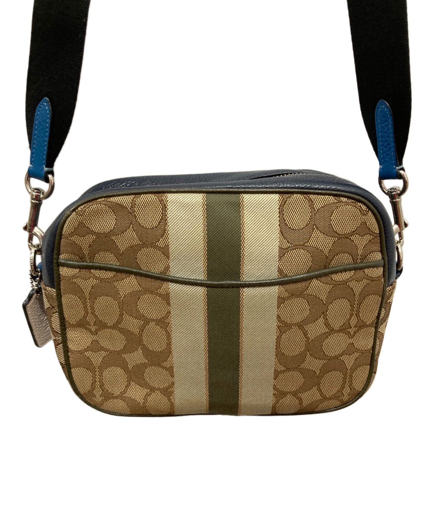 中古・古着通販】COACH (コーチ) ショルダーバッグ ネイビー×ベージュ 