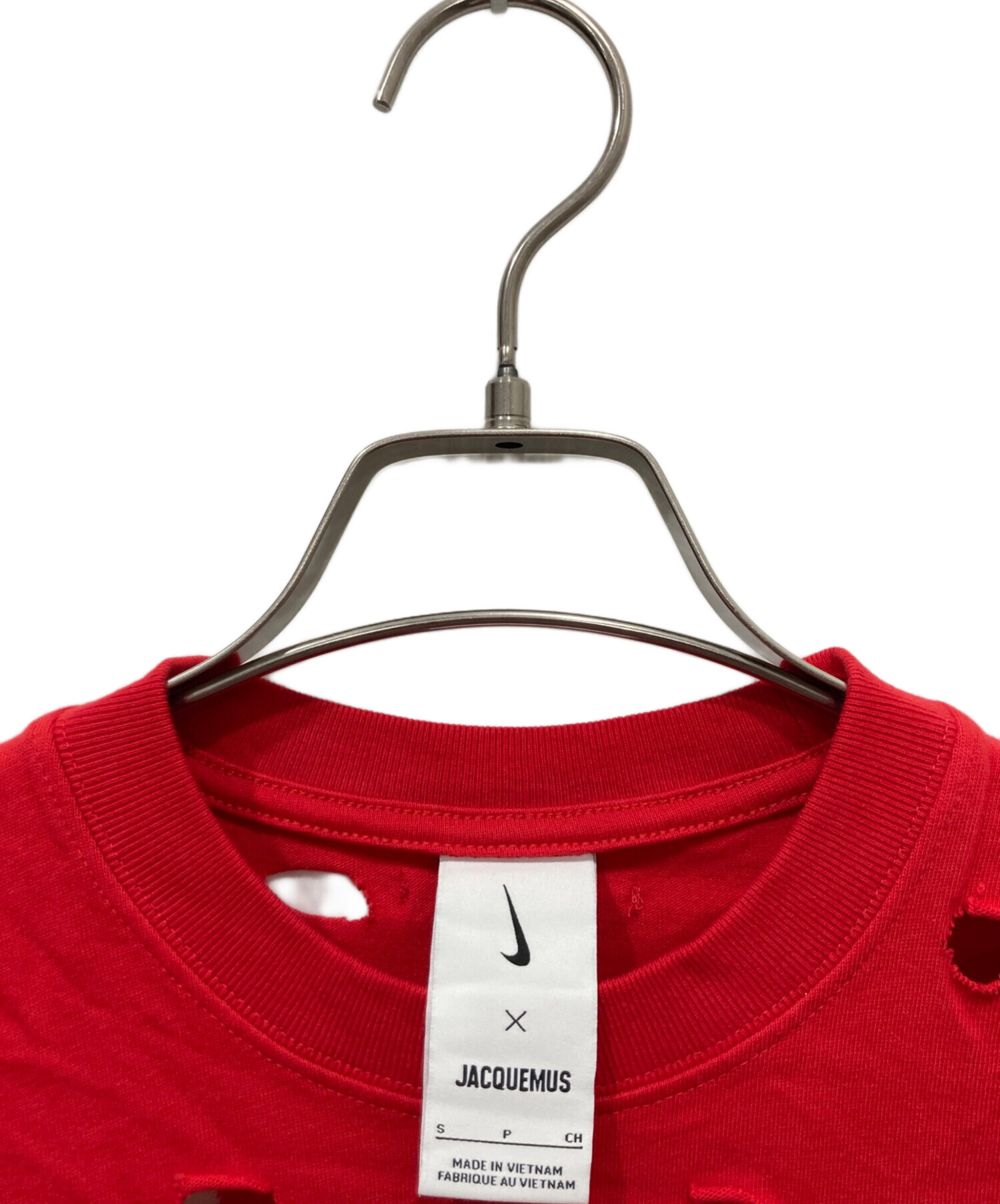 JACQUEMUS ジャックムス Tシャツ・カットソー S 赤 【古着】【中古】【送料無料】 中古・古着通販】NIKE (ナイキ) jacquemus (ジャックムス) スウッシュT