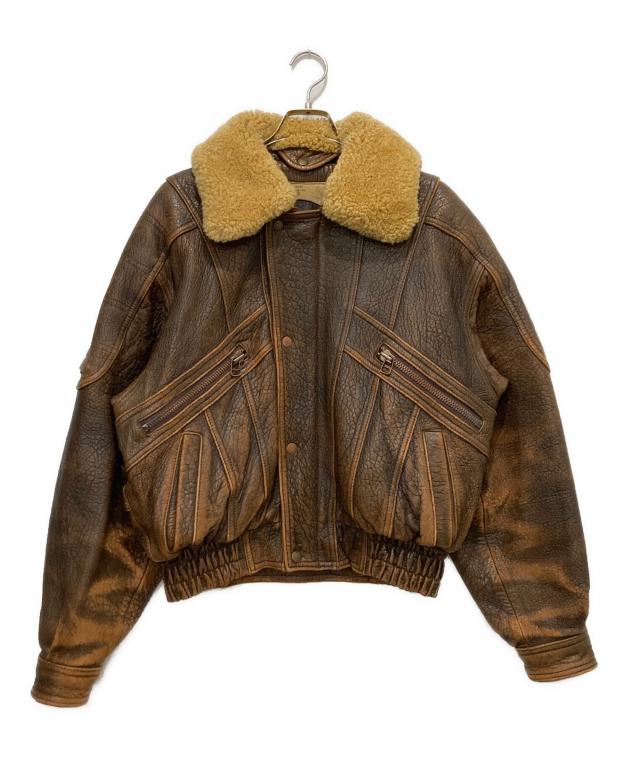 Wind Armor ダークブラウン レザージャケット 3L フライトジャケット 中古・古着通販】Wind Armor (ウィンドアーマー) レザーフライト