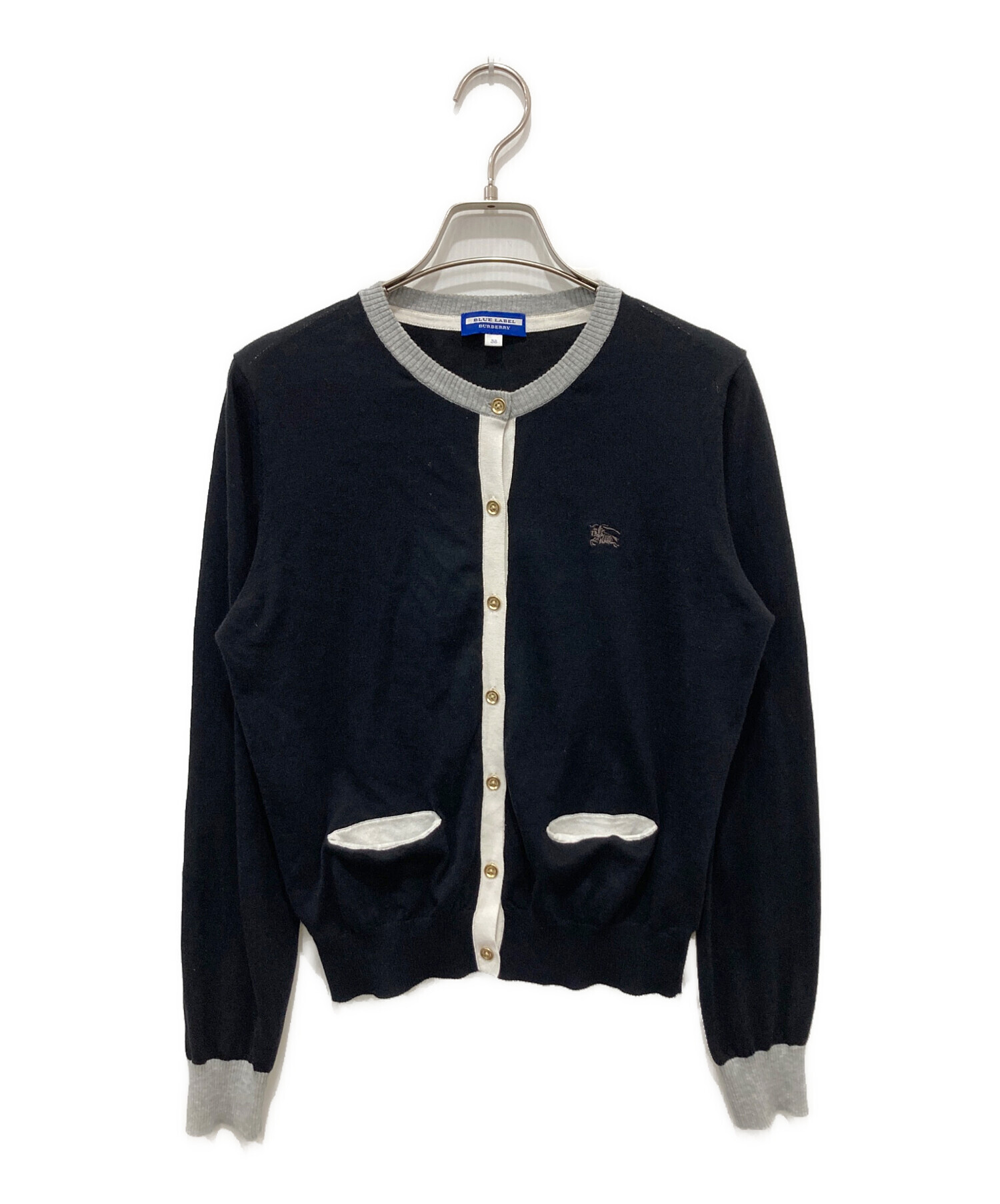 BURBERRY BLUE LABEL ブラックカーディガン 38 BURBERRY BLUE LABEL 