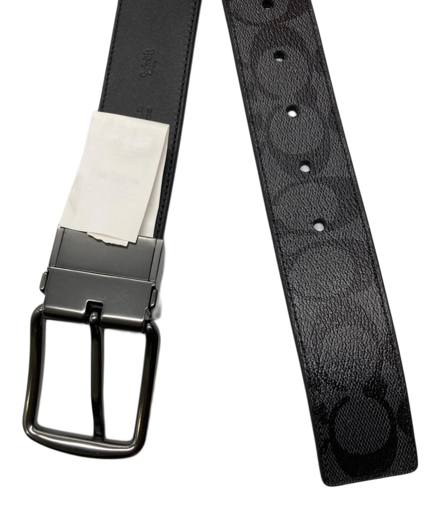 中古・古着通販】COACH (コーチ) シグネチャーベルト グレー×ブラック