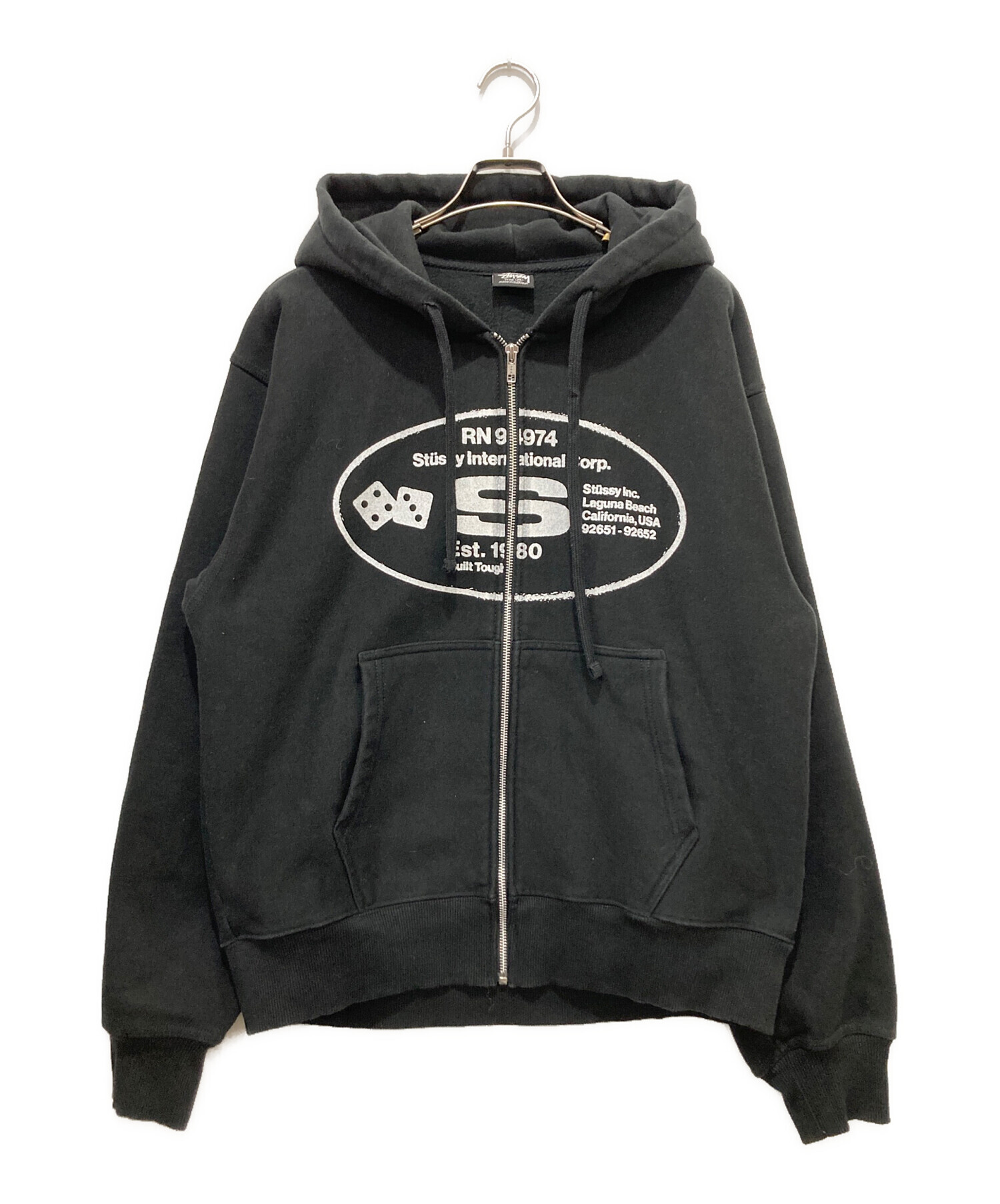 Stussy パーカー Mサイズ ブラック 中古・古着通販】stussy (ステューシー) ジップパーカー ブラック