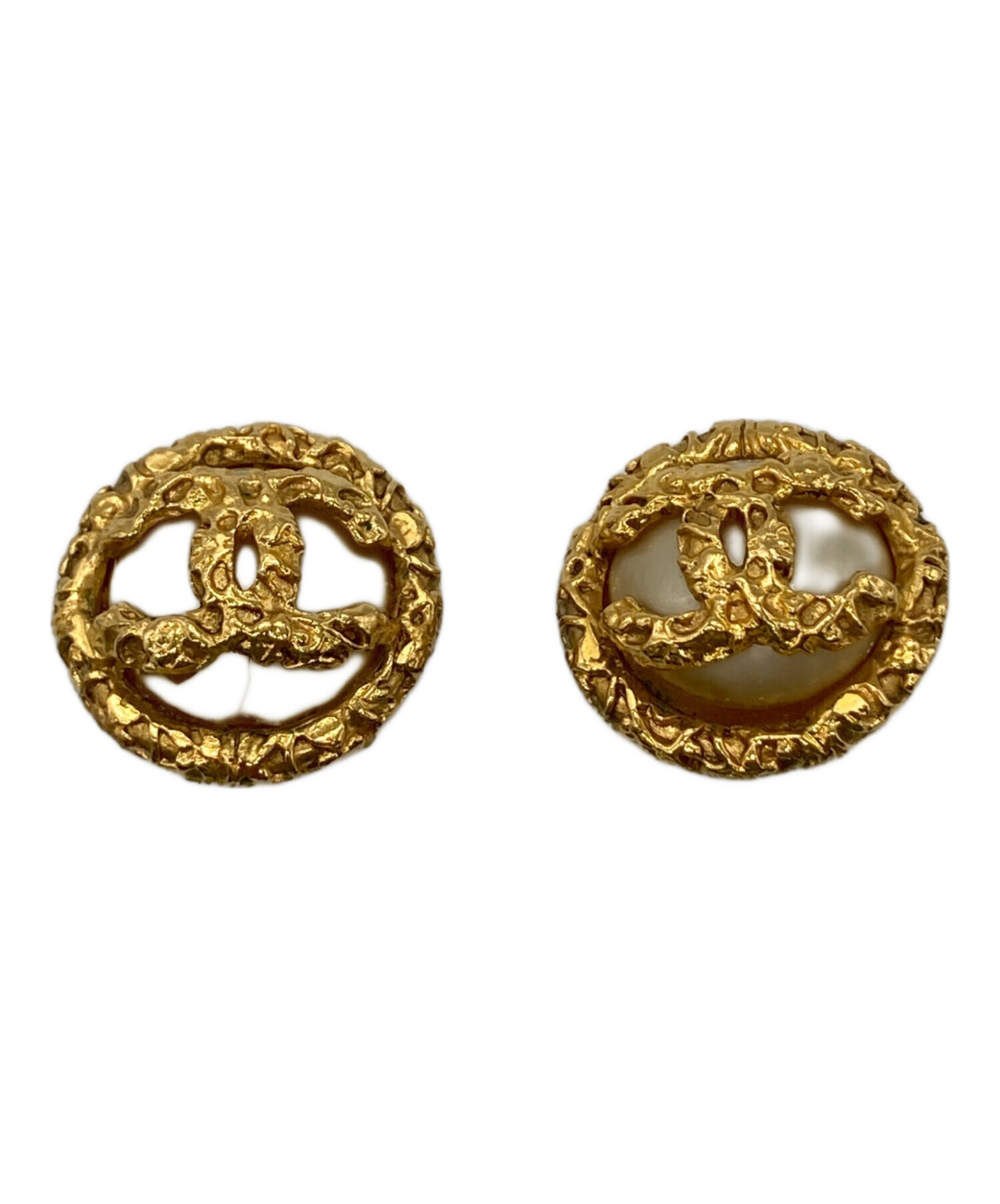 中古・古着通販】CHANEL (シャネル) 溶岩ココマークパールイヤリング