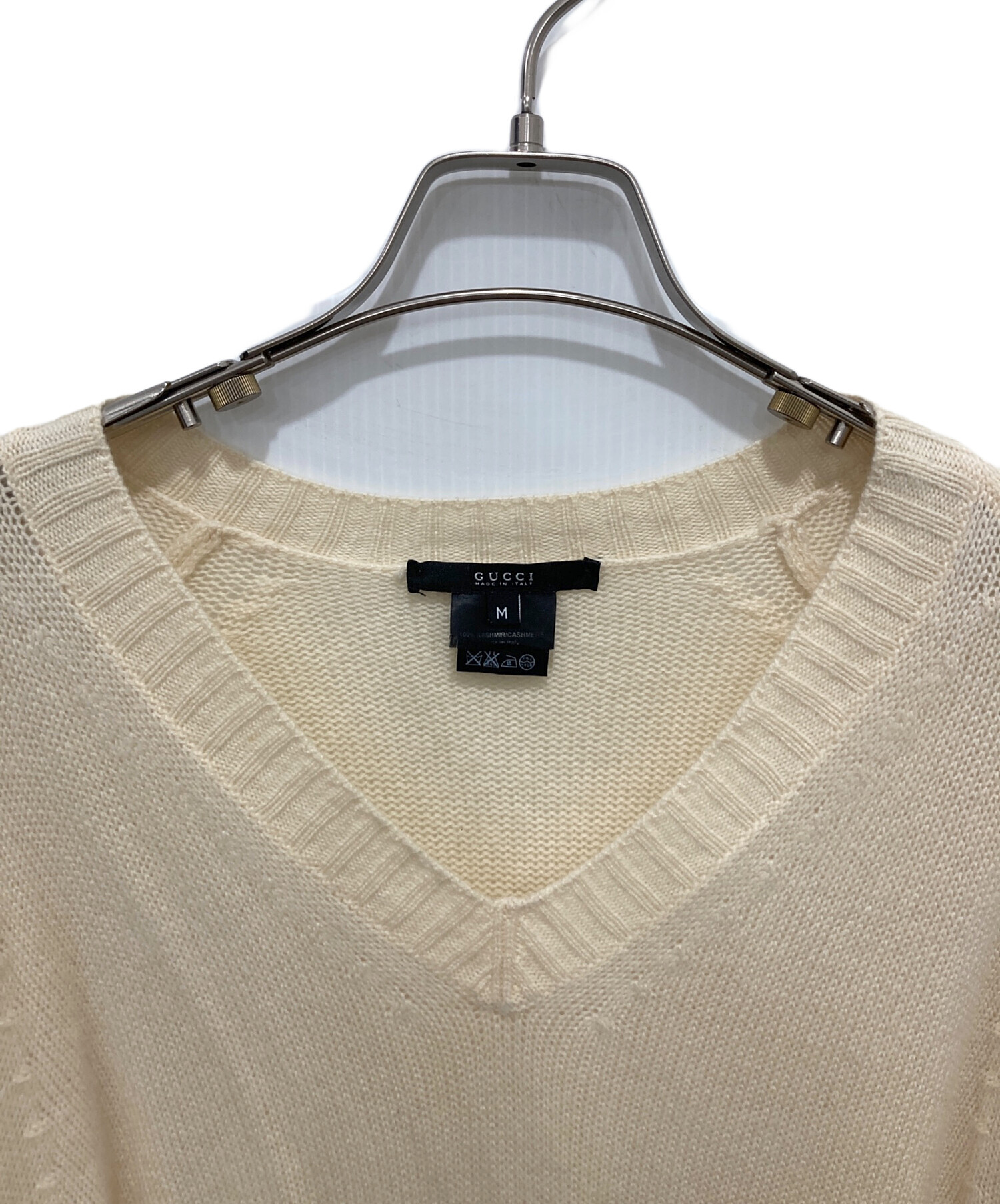 中古・古着通販】GUCCI (グッチ) カシミヤVネックニット ベージュ