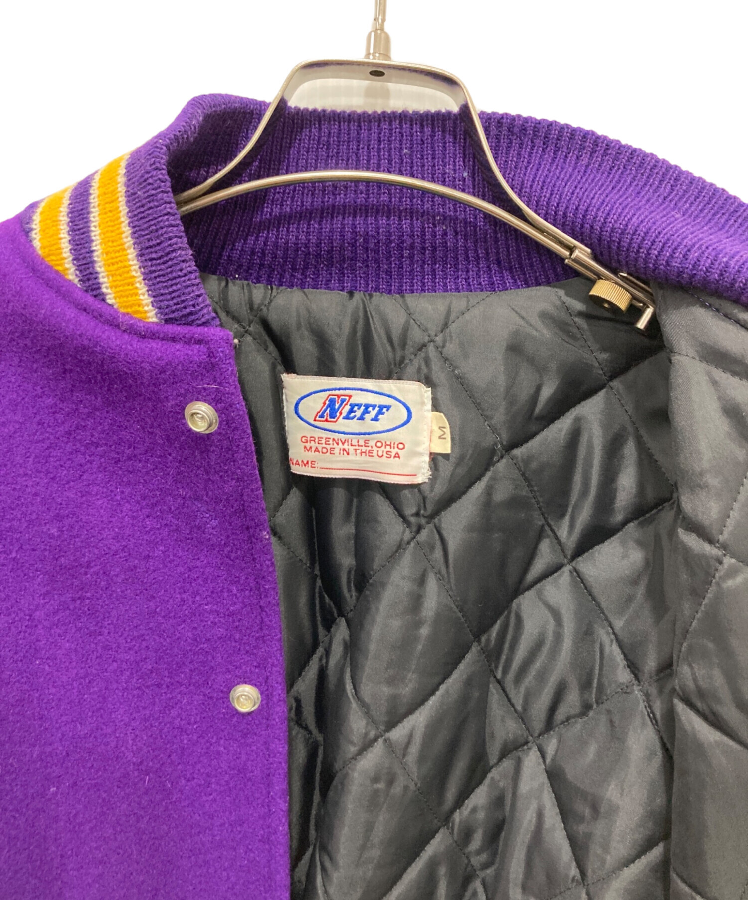 中古・古着通販】NEFF (ネフ) スタジャン パープル×イエロー サイズ:M 