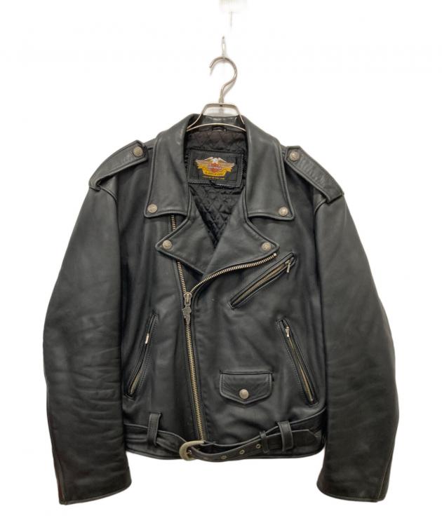 Harley-Davidson ダブルライダースジャケット XL ブラック 中古・古着通販】HARLEY-DAVIDSON (ハーレーダビッドソン) ダブル