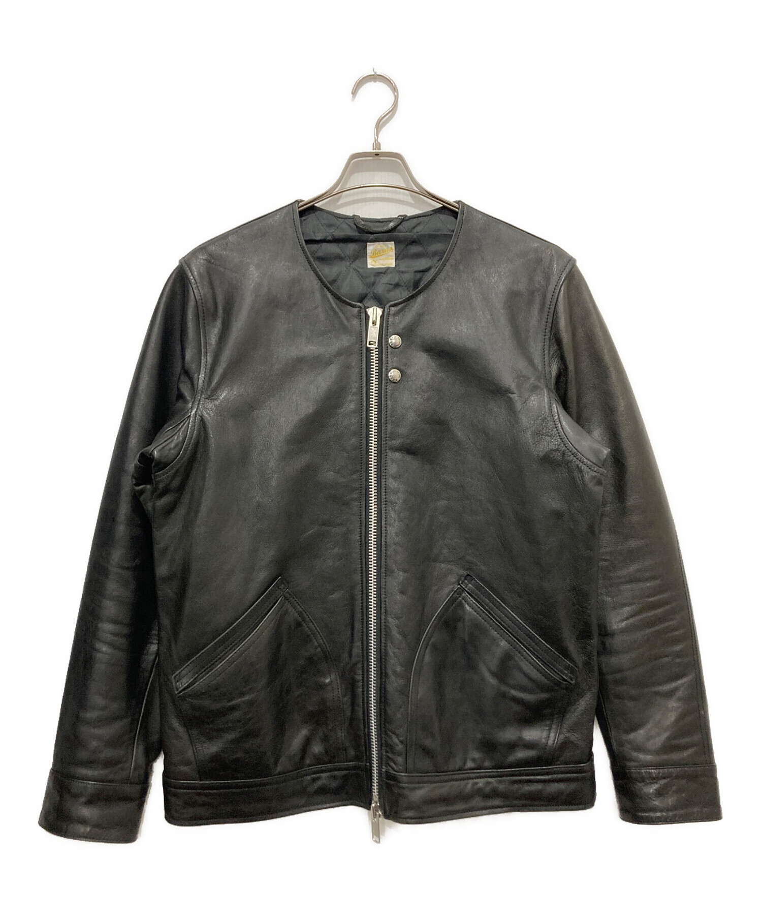 BARNS レザージャケット 中古・古着通販】BARNS (バーンズ) ノーカラーレザージャケット