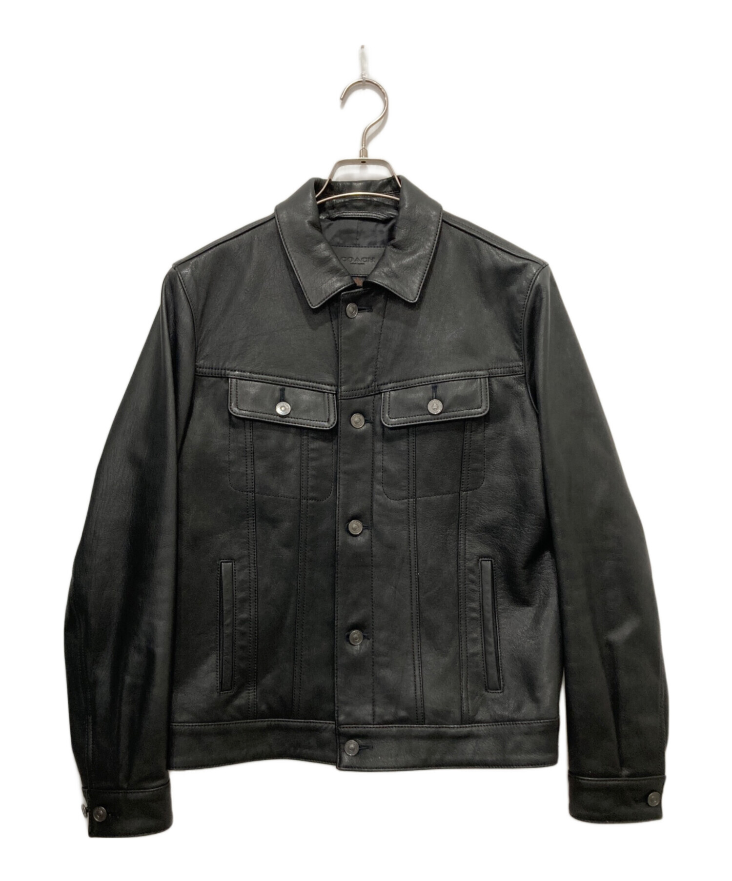 古着 Coach New Yorkライダースジャケット 中古・古着通販】COACH (コーチ) レザートラッカージャケット ブラック