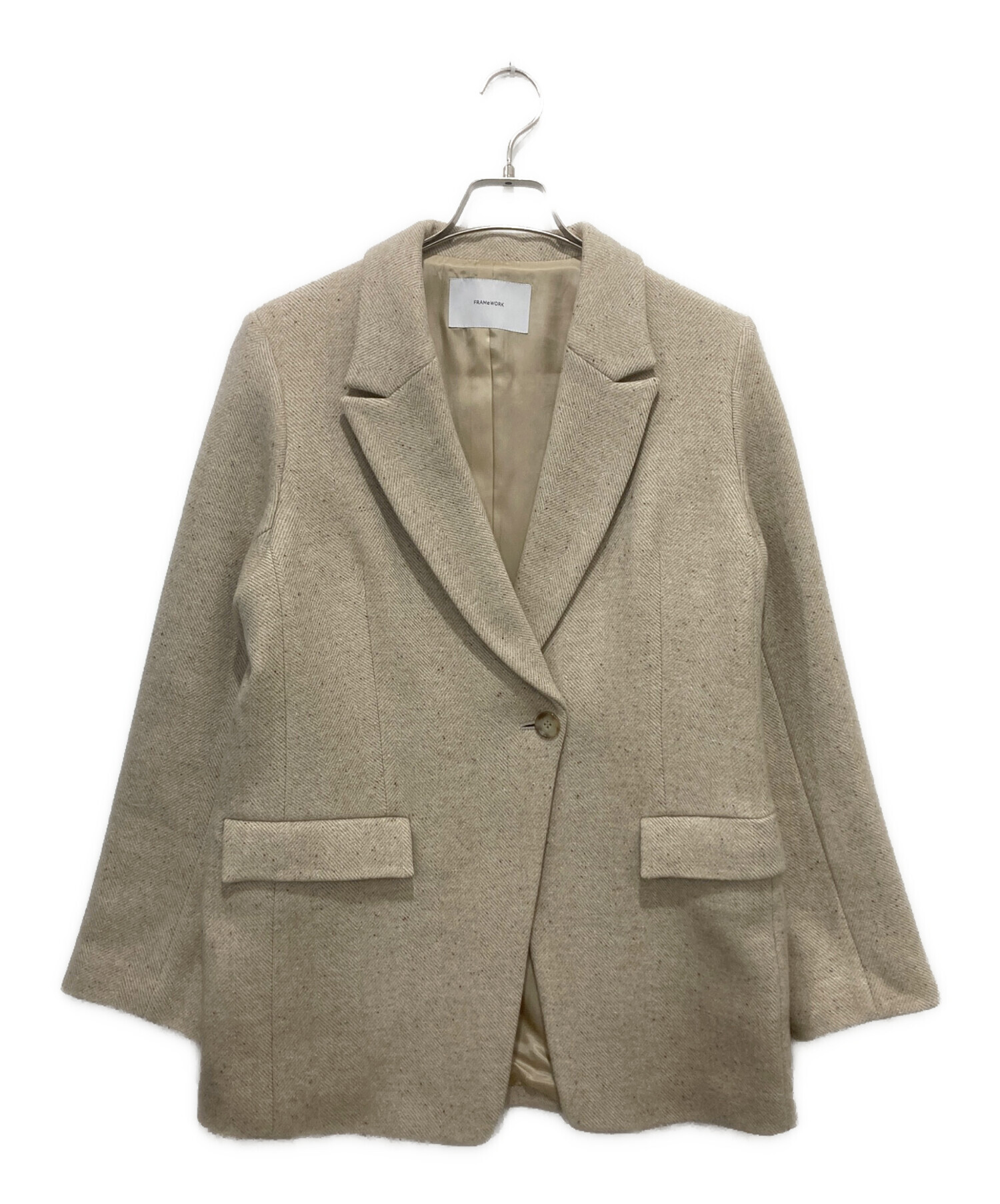 FRAMeWORK フレームワーク 強撚Wシングルジャケット　ベージュ 中古・古着通販】FRAMeWORK (フレームワーク) シングルジャケット