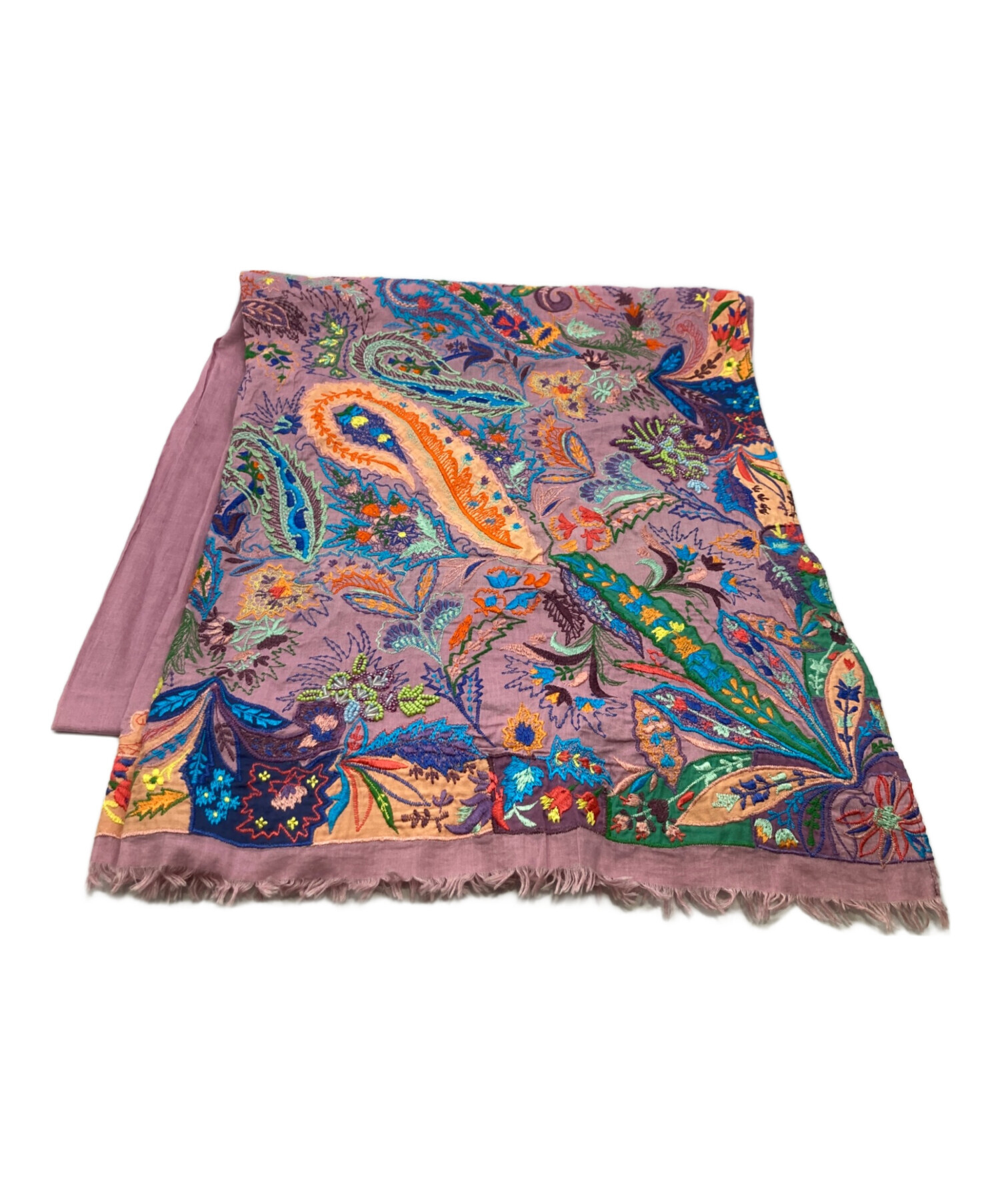 中古・古着通販】ETRO (エトロ) ペイズリー刺繍大判スカーフ パープル