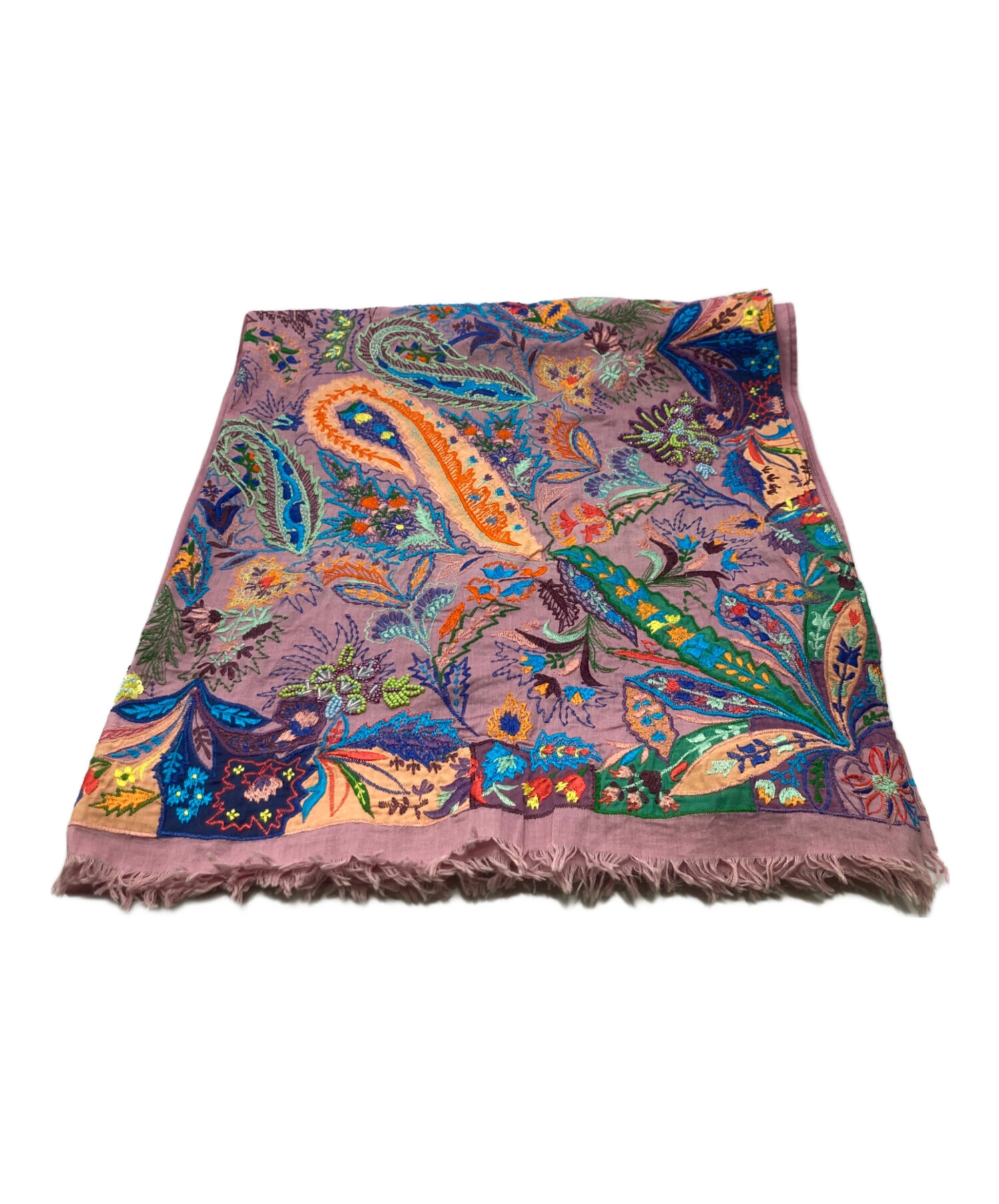 中古・古着通販】ETRO (エトロ) ペイズリー刺繍大判スカーフ パープル