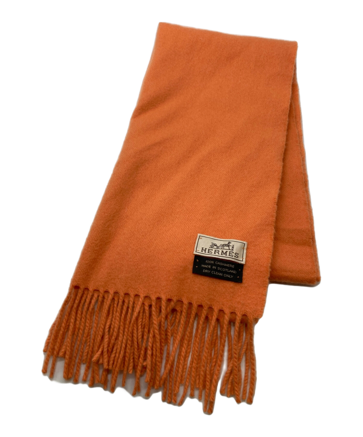 HERMES エルメス レクトヴェルソ カシミヤマフラー オレンジ 中古・古着通販】HERMES (エルメス) カシミヤマフラー オレンジ サイズ