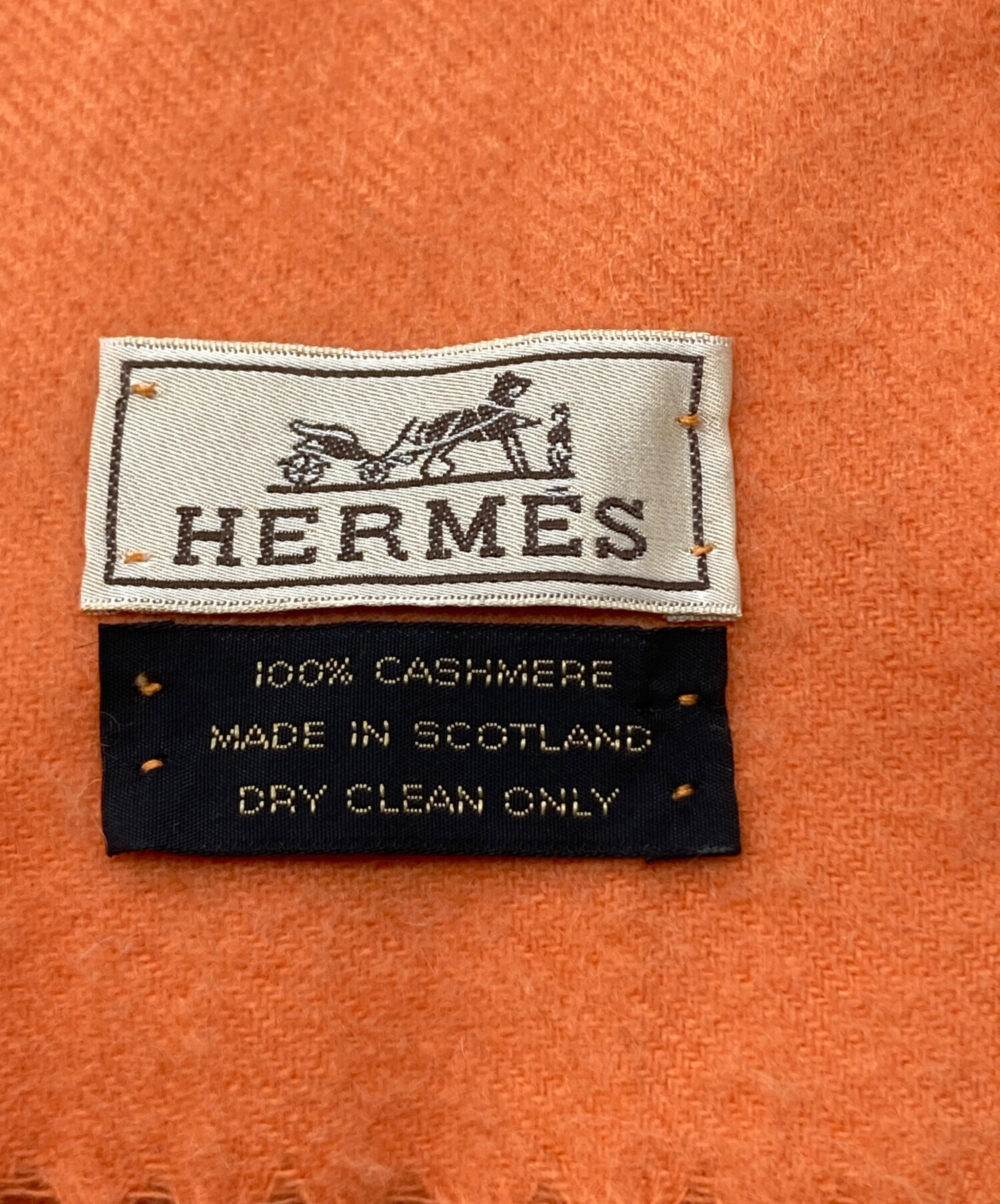中古・古着通販】HERMES (エルメス) カシミヤマフラー オレンジ サイズ
