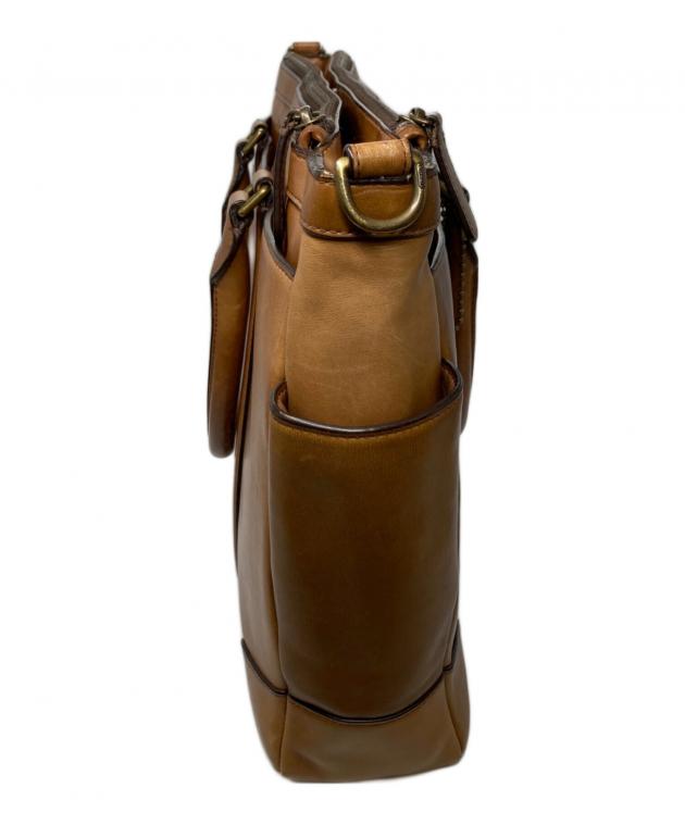 コーチ COACH キャンバス×レザー ブリーフケース ブラウン 中古・古着通販】COACH (コーチ) レザーブリーフケース ブラウン