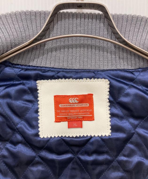 [匿名配送] カンタベリーオブニュージーランド スタジャン カンタベリースタジャンオールブラックス袖レザー刺繍ワッペン付き