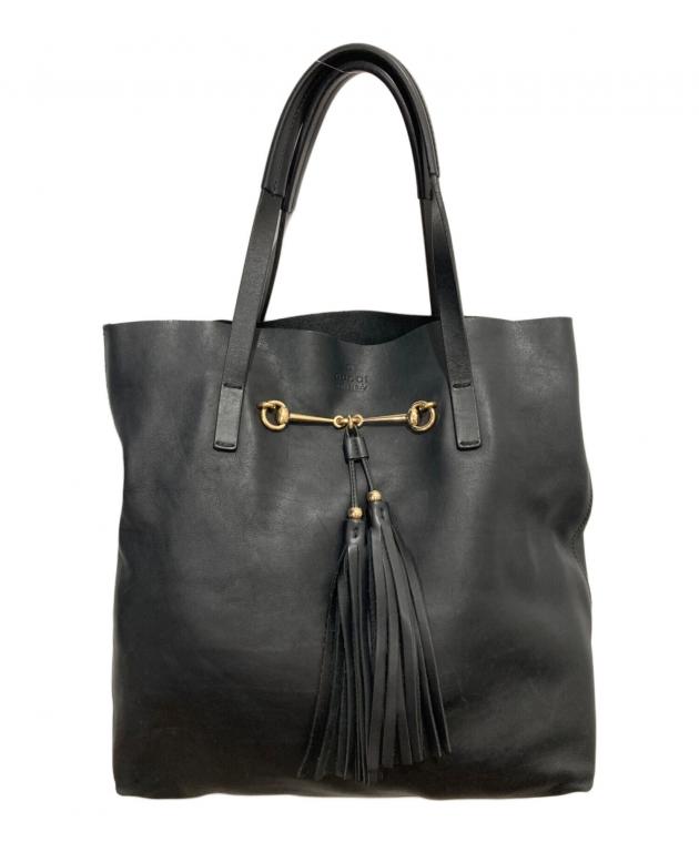 中古・古着通販】GUCCI (グッチ) ホースビット/トートバッグ ブラック