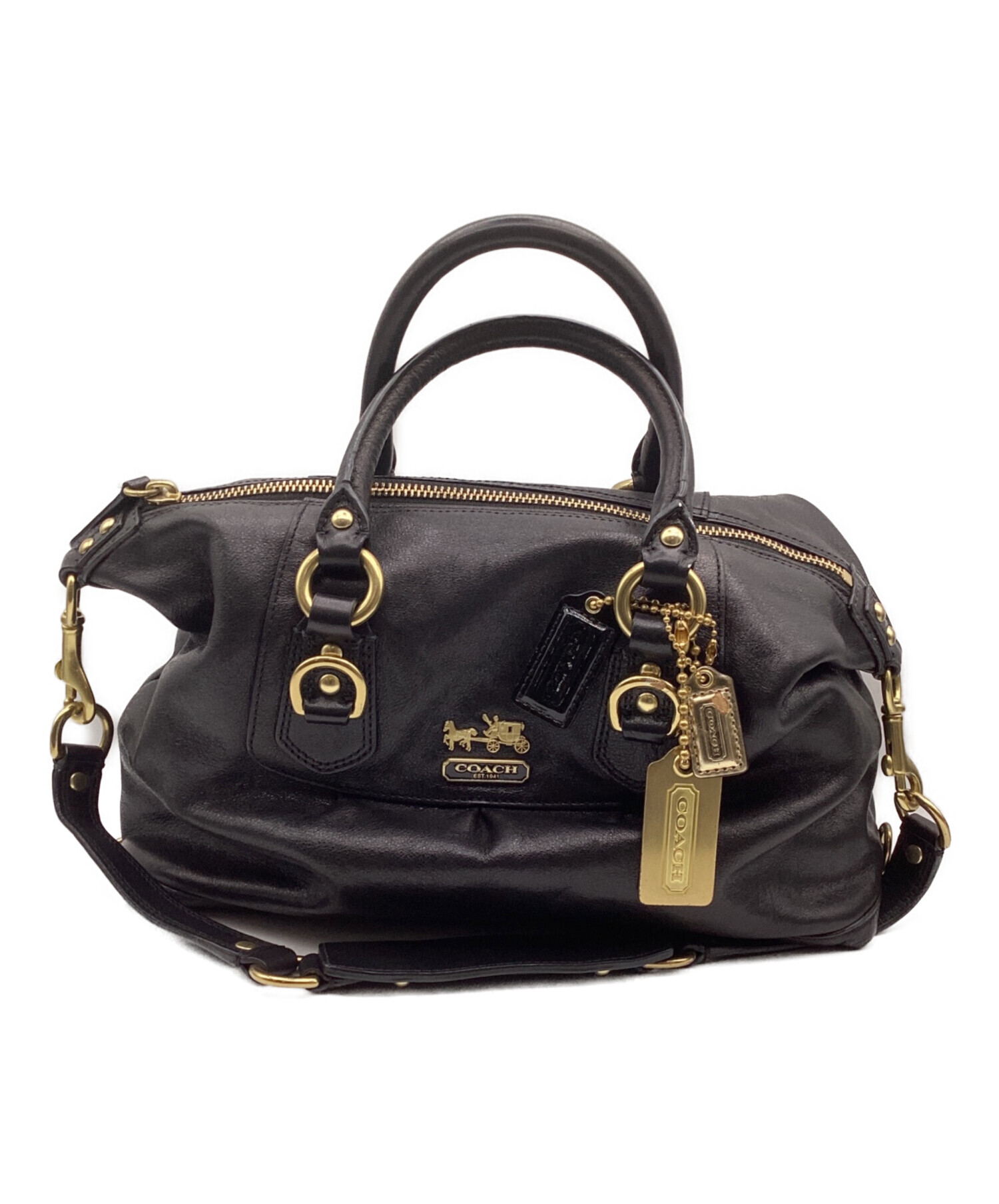 中古・古着通販】COACH (コーチ) 2WAYレザーショルダーバッグ ブラック