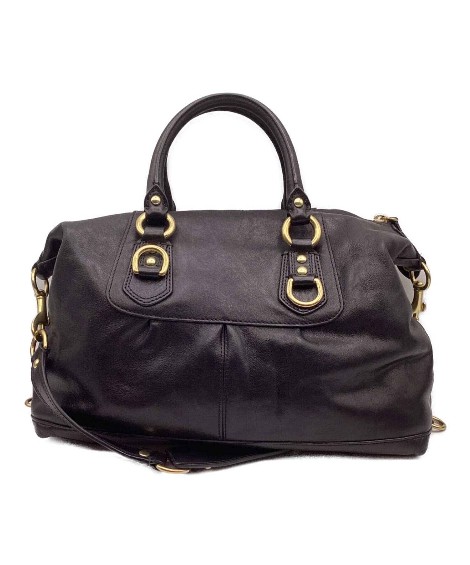 中古・古着通販】COACH (コーチ) 2WAYレザーショルダーバッグ ブラック