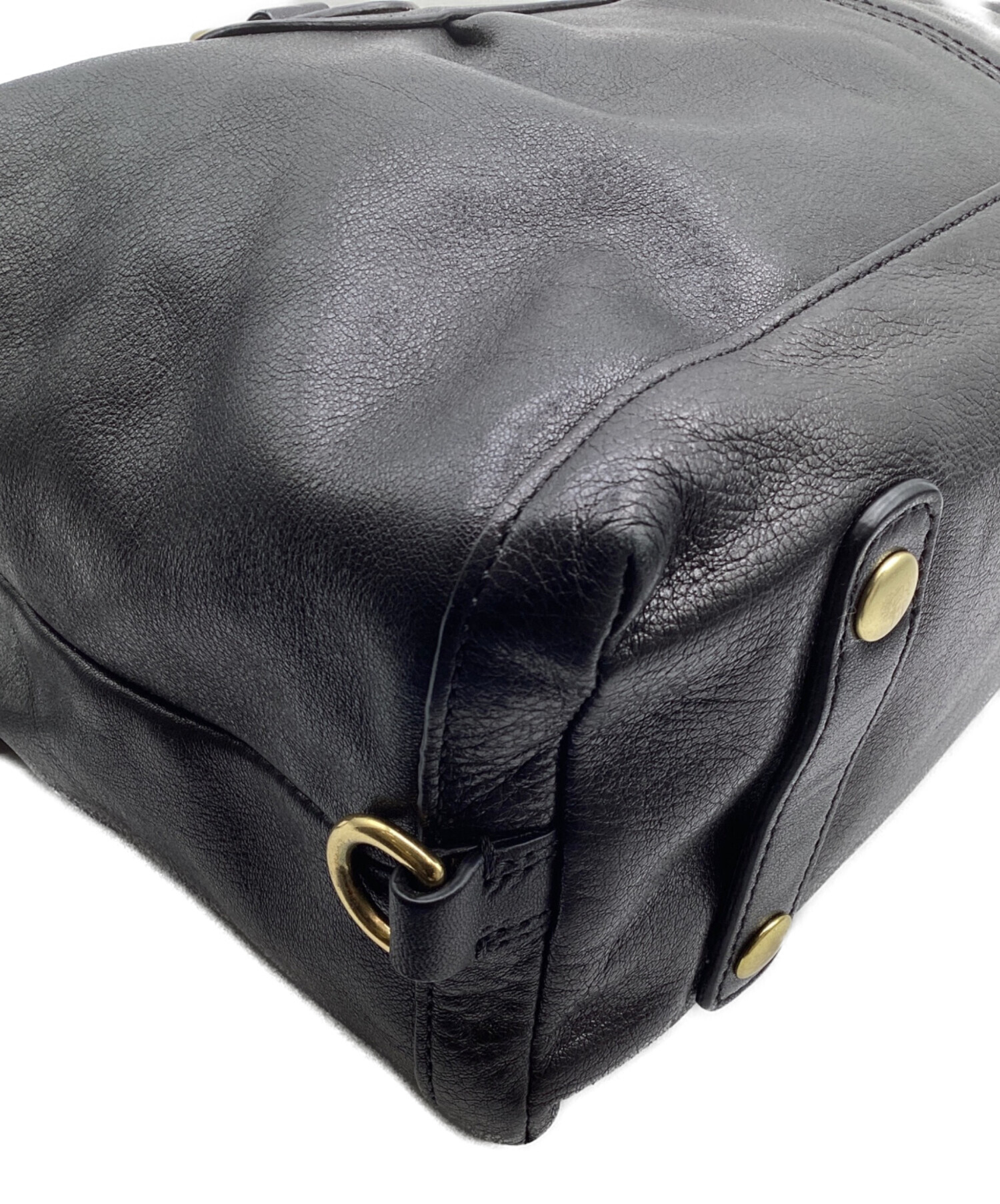 中古・古着通販】COACH (コーチ) 2WAYレザーショルダーバッグ ブラック
