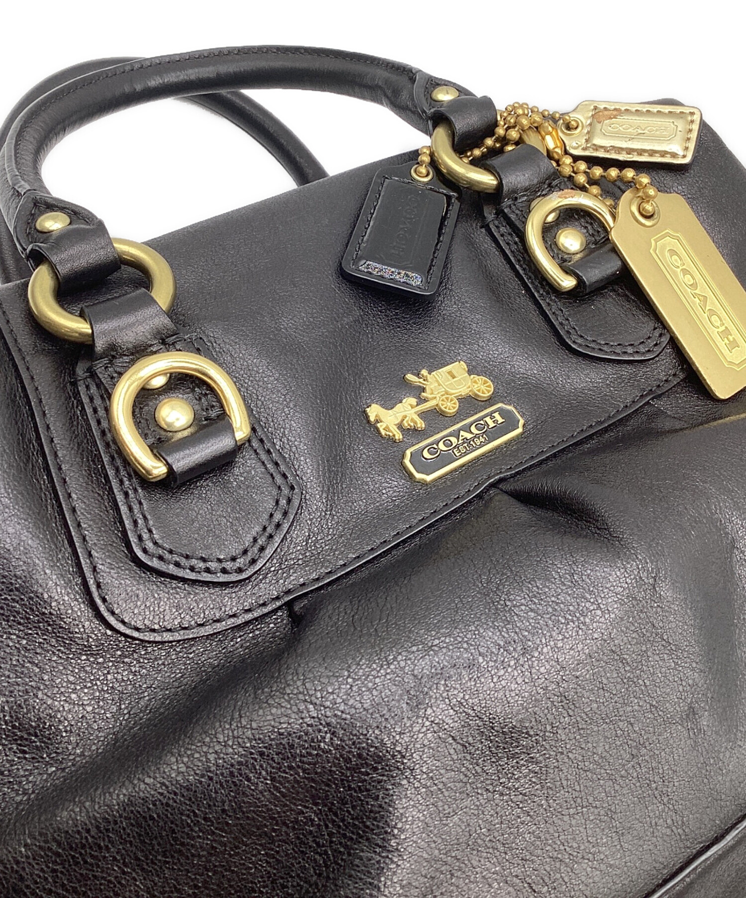 中古・古着通販】COACH (コーチ) 2WAYレザーショルダーバッグ ブラック