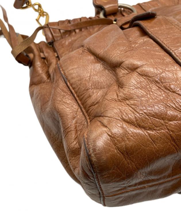 【美品】miu miu ヴィッテロ 2way ハンドバッグ ブラウン レザー 中古・古着通販】MIU MIU (ミュウミュウ) ヴィッテロ・リュクス2WAY