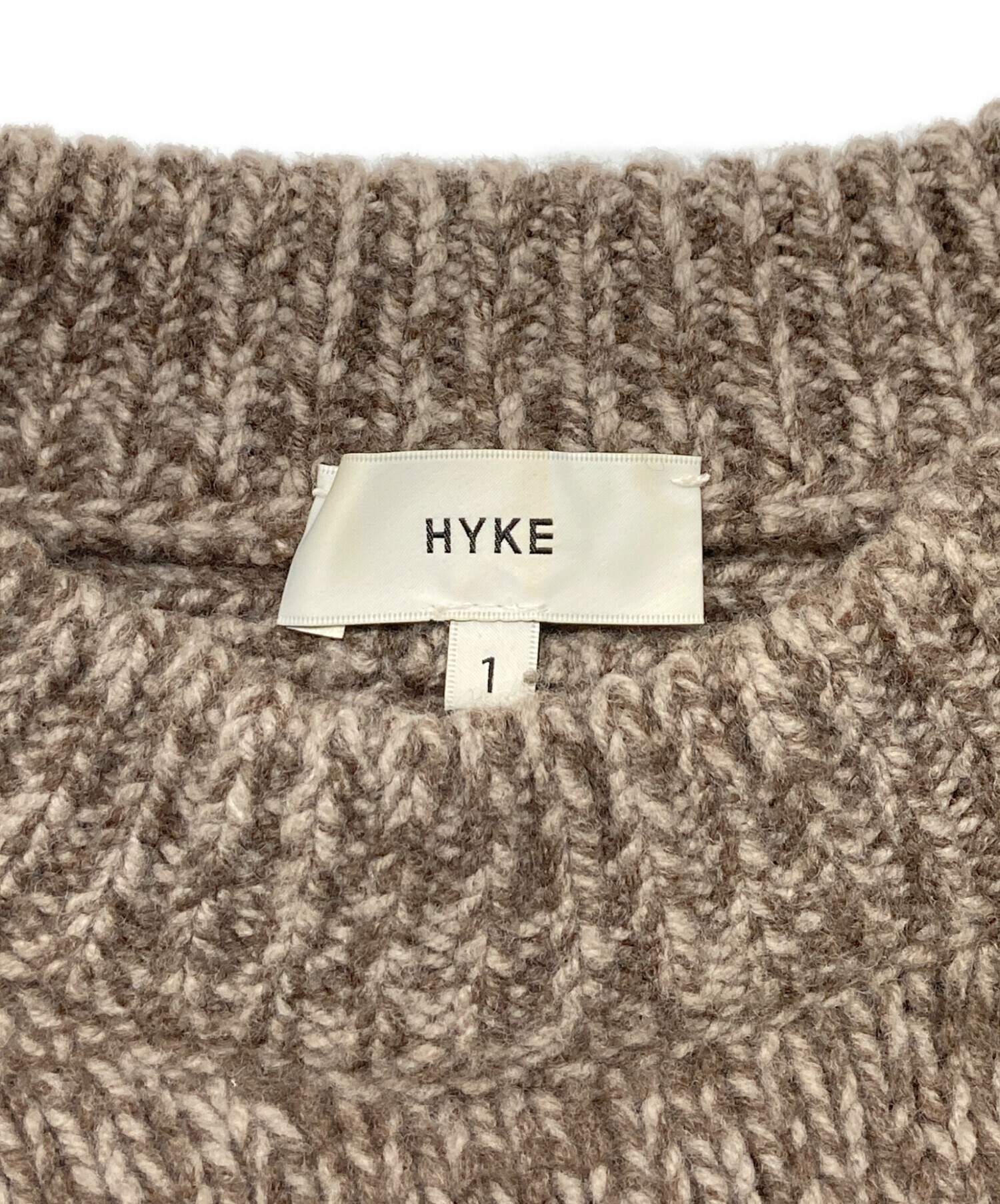 中古・古着通販】HYKE (ハイク) クルーネックニット ブラウン サイズ:1
