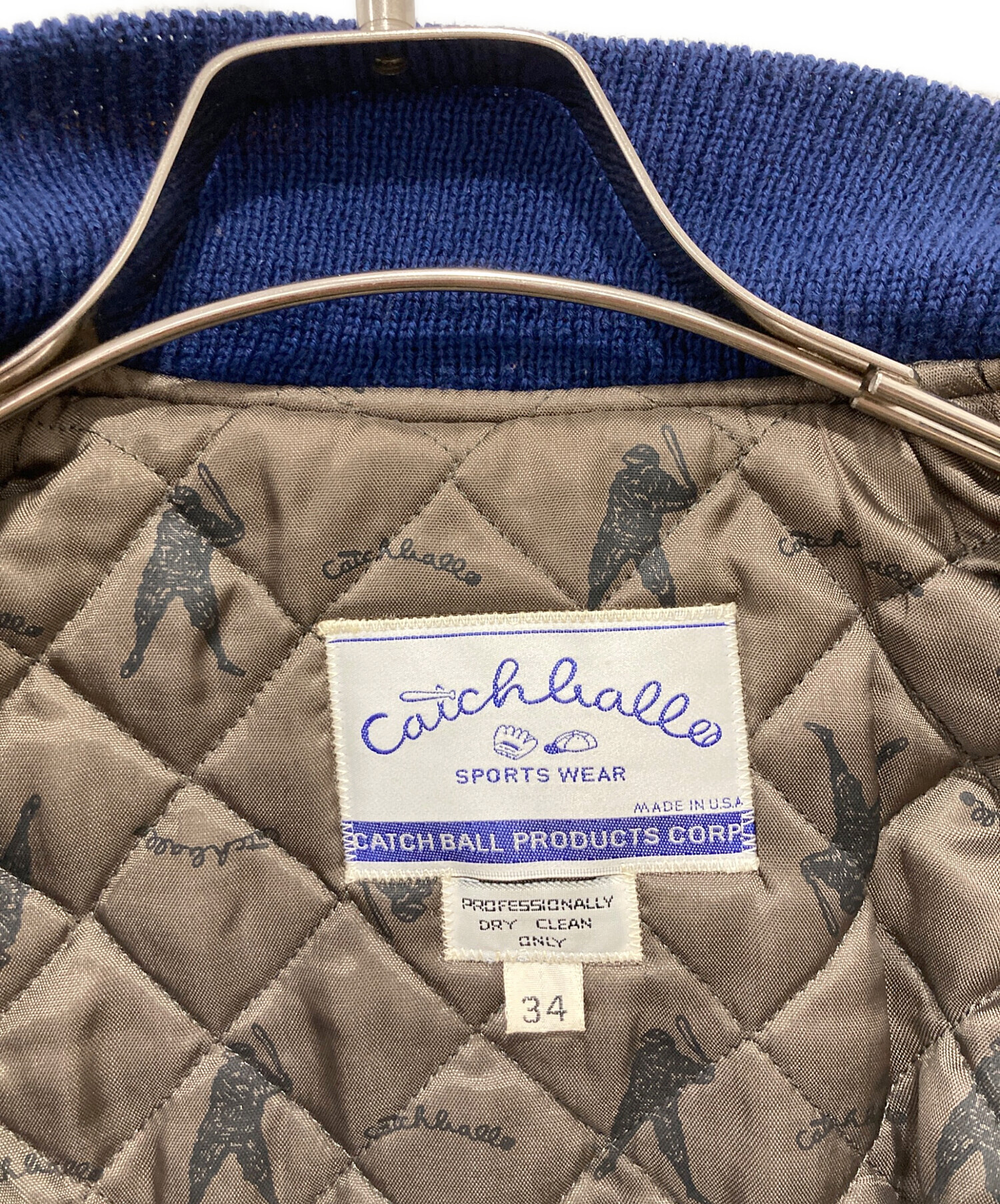 Catchball スタジャン サイズ38ライトブルー/ホワイト 中古・古着通販】CATCH BALL (キャッチボール) レザー切替スタジャン