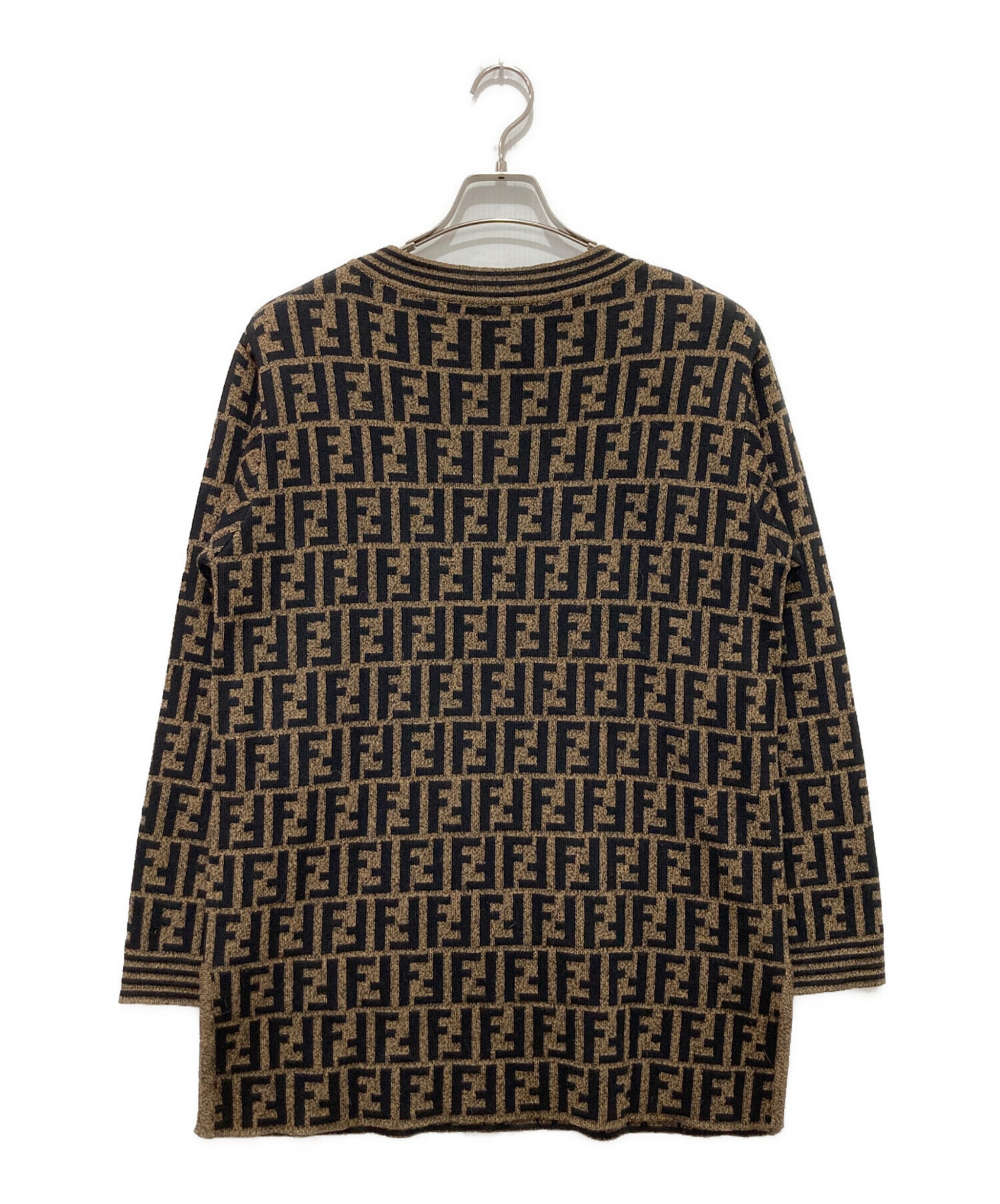 FENDI フェンディ 長袖 ロンT ズッカ柄 総柄 中古・古着通販】FENDI (フェンディ) ズッカ柄ウールニットワンピース