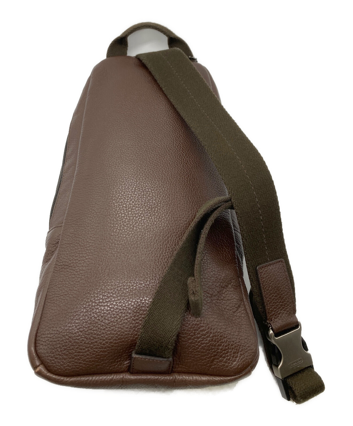 コーチ COACH ボディバッグ スリングバッグ ブラウン レザー シボ加工 