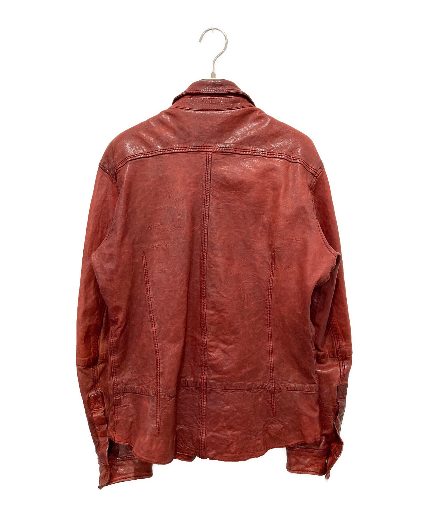 【makecat2010】DIESEL ラムレザー 羊革 シワ加工 中古・古着通販】DIESEL (ディーゼル) シワ加工ラムレザージャケット