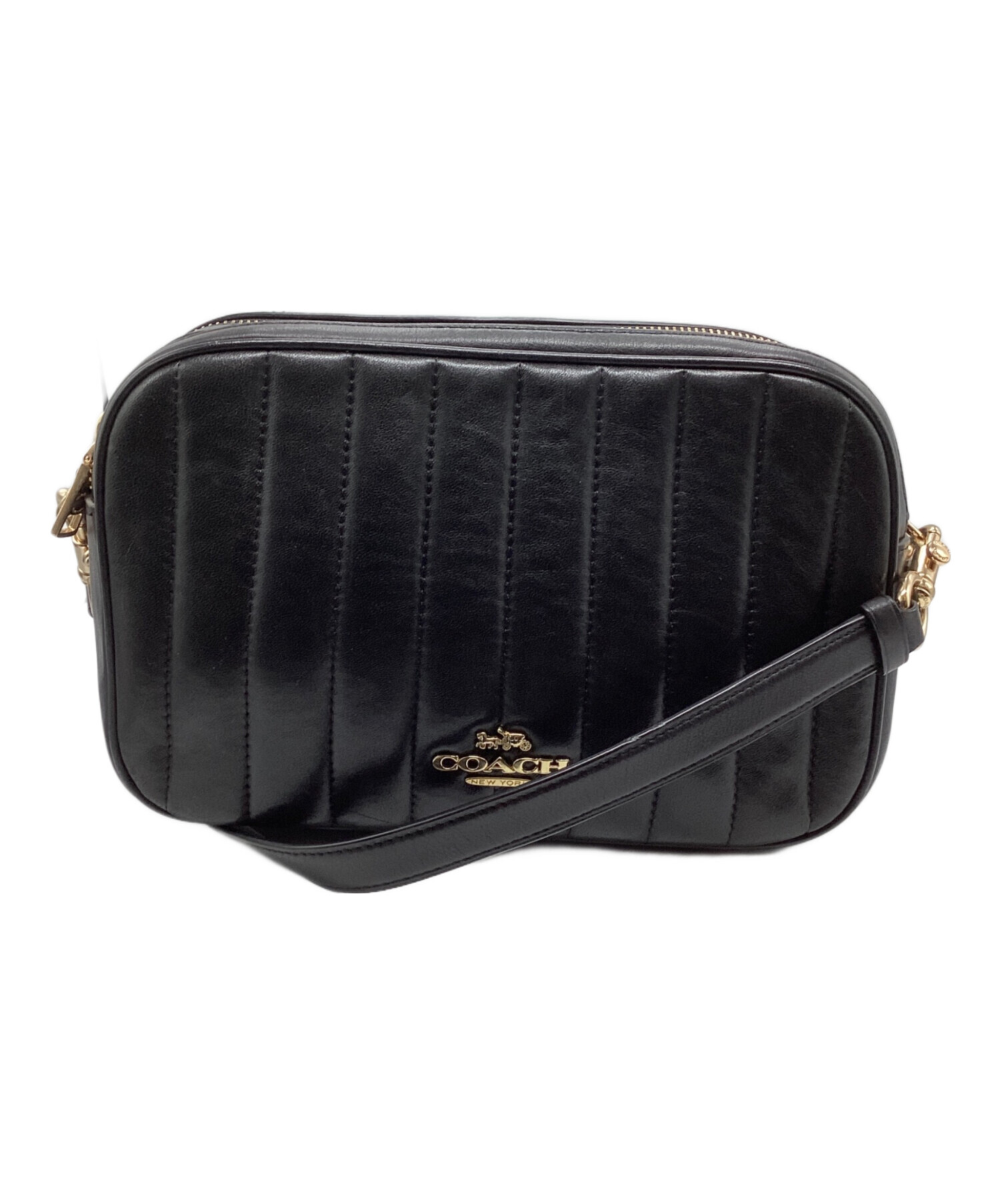 中古・古着通販】COACH (コーチ) レザーショルダーバッグ ブラック