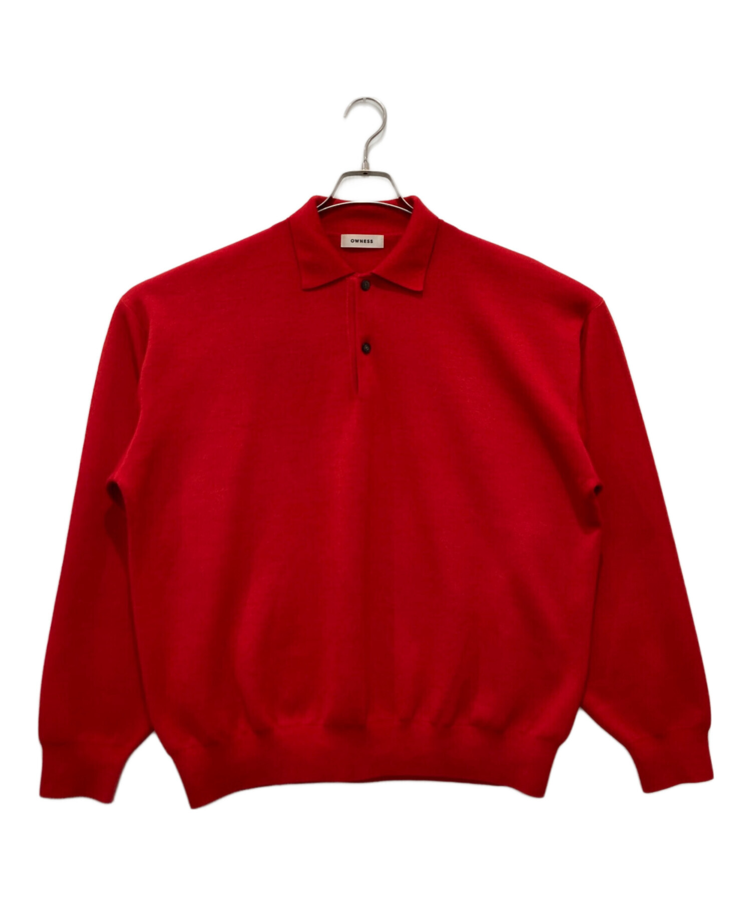 OWNESS 赤  WASH スムース ニット ポロシャツ 中古・古着通販】owness (オゥネス) SNOW WASH スムース ニット