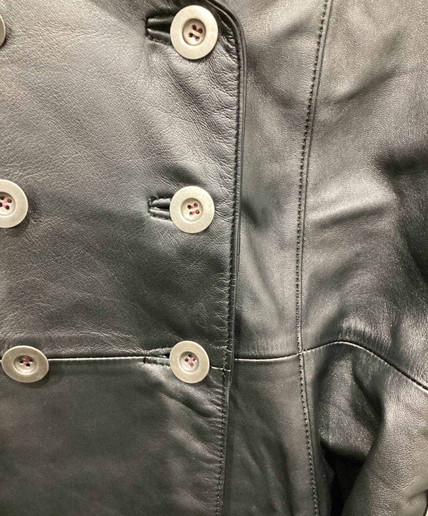 BALMAIN バルマン ロング レザー トレンチコート L 羊革 中古・古着通販】BALMAIN (バルマン) レザーコート ブラック サイズ