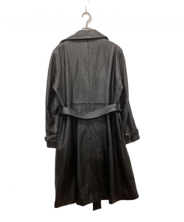 BALMAIN バルマン ロング レザー トレンチコート L 羊革 中古・古着通販】BALMAIN (バルマン) レザーコート ブラック サイズ