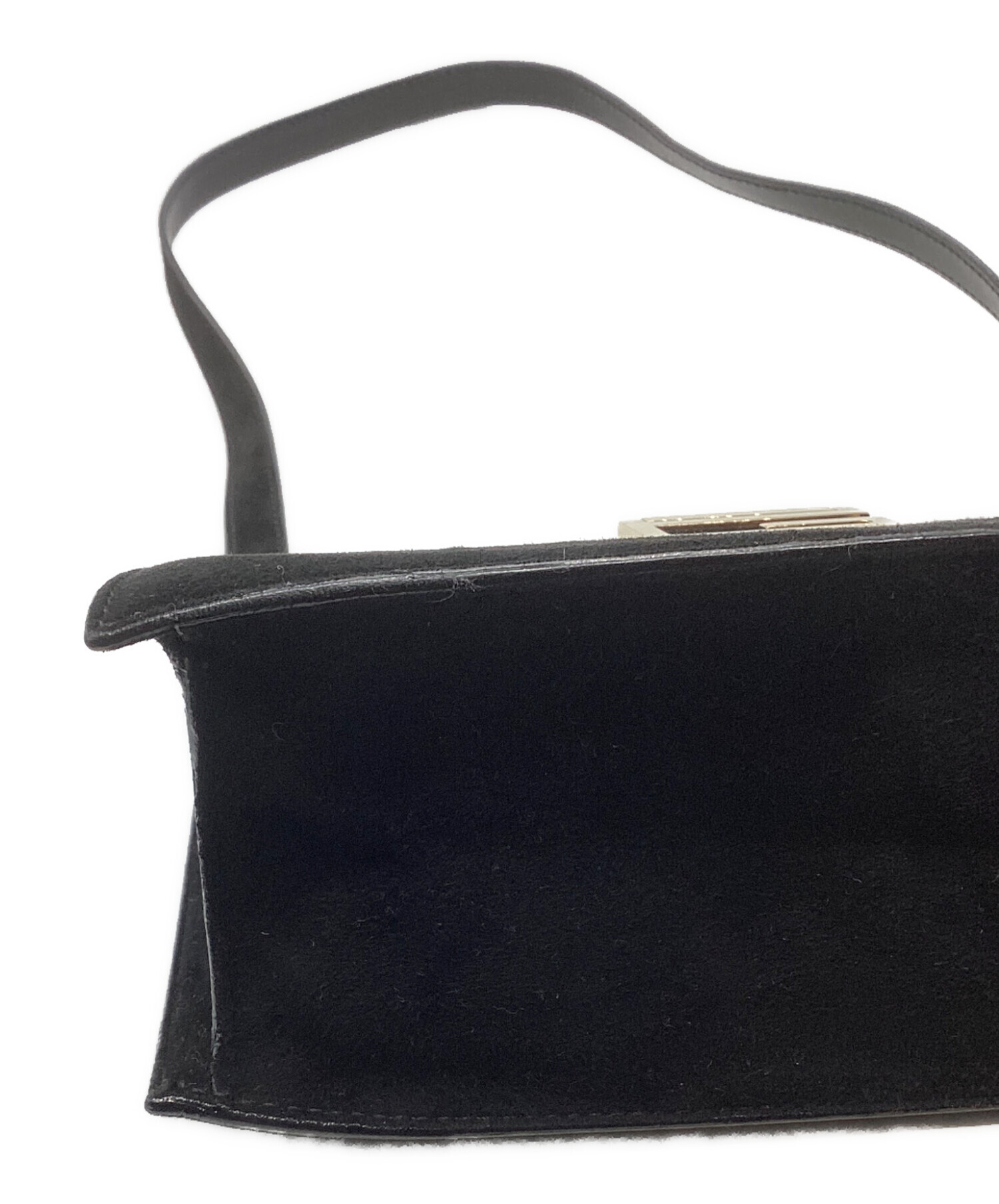 中古・古着通販】GUCCI (グッチ) スエードハンドバッグ ブラック 