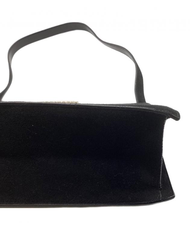 中古・古着通販】GUCCI (グッチ) スエードハンドバッグ ブラック