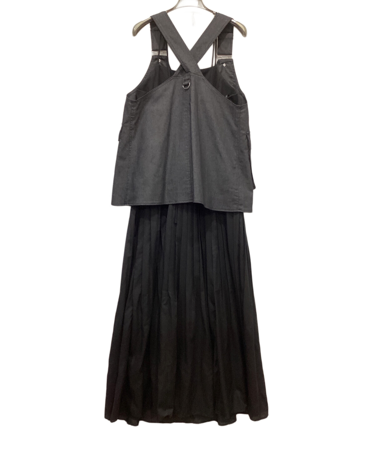 中古・古着通販】Ameri (アメリ) WORK VEST SET DRESS ブラック サイズ
