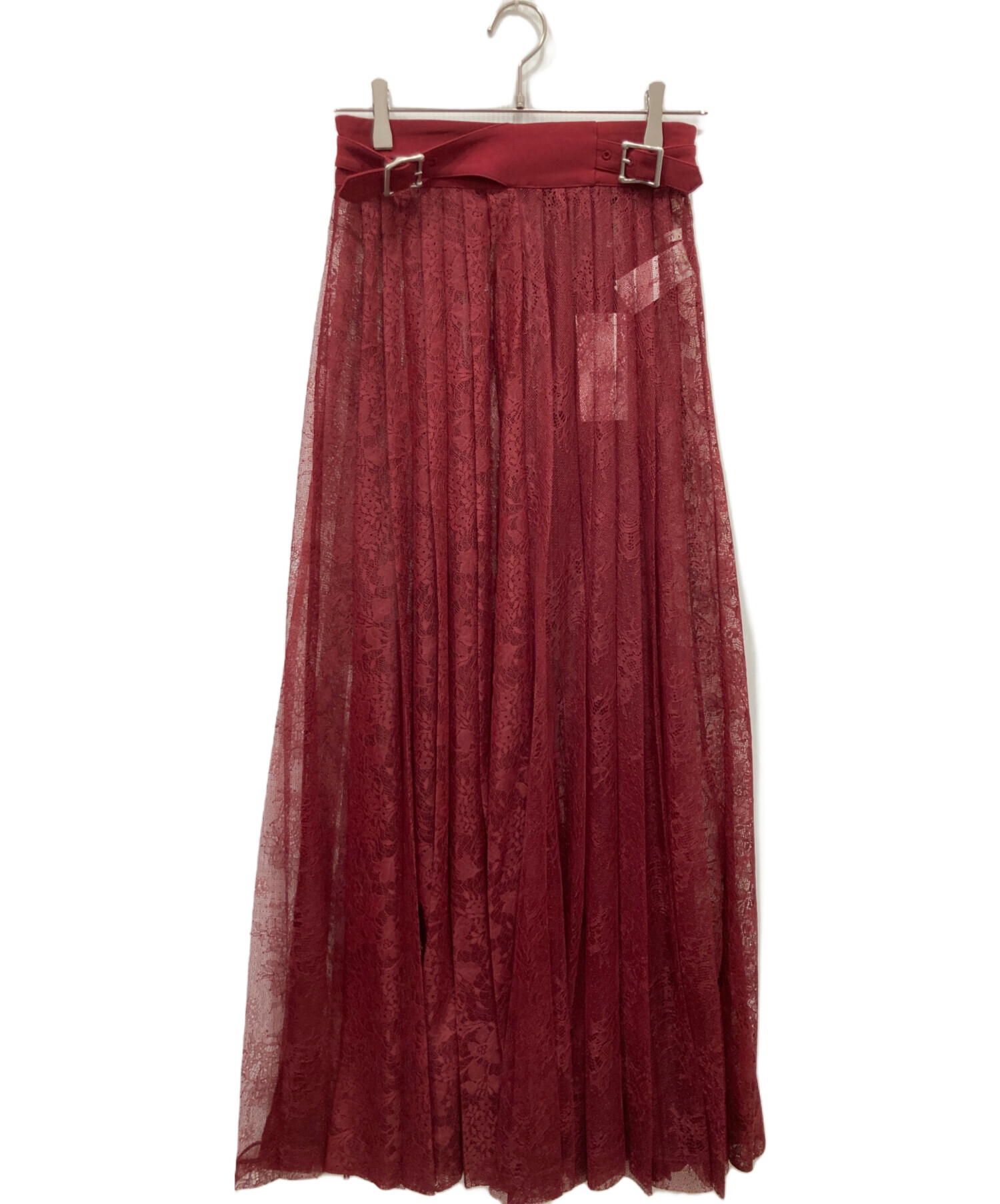 中古・古着通販】Ameri (アメリ) LAYERED LACE PLEATS SKIRT レッド