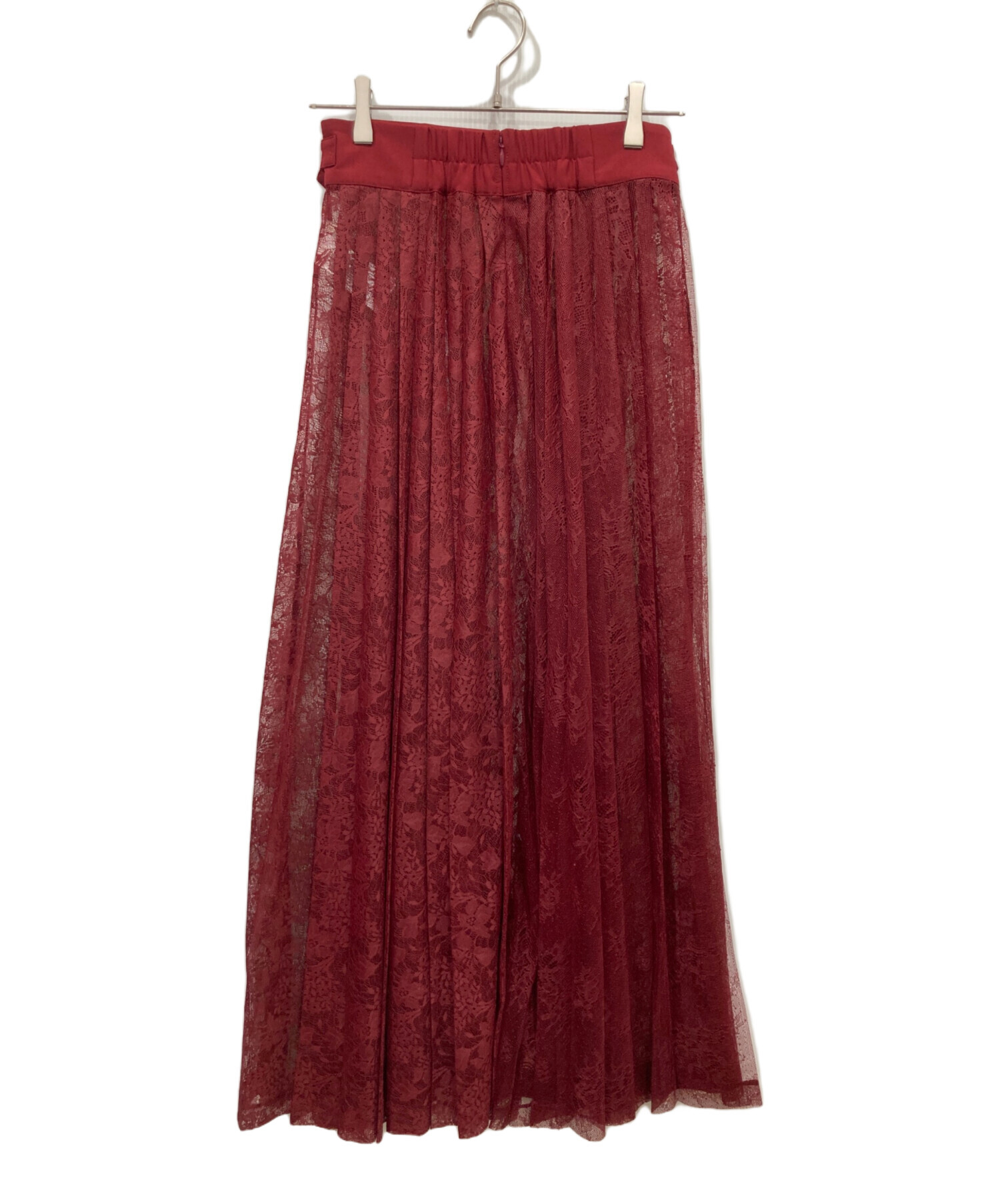 Ameri プリーツスカート 中古・古着通販】Ameri (アメリ) LAYERED LACE PLEATS SKIRT レッド