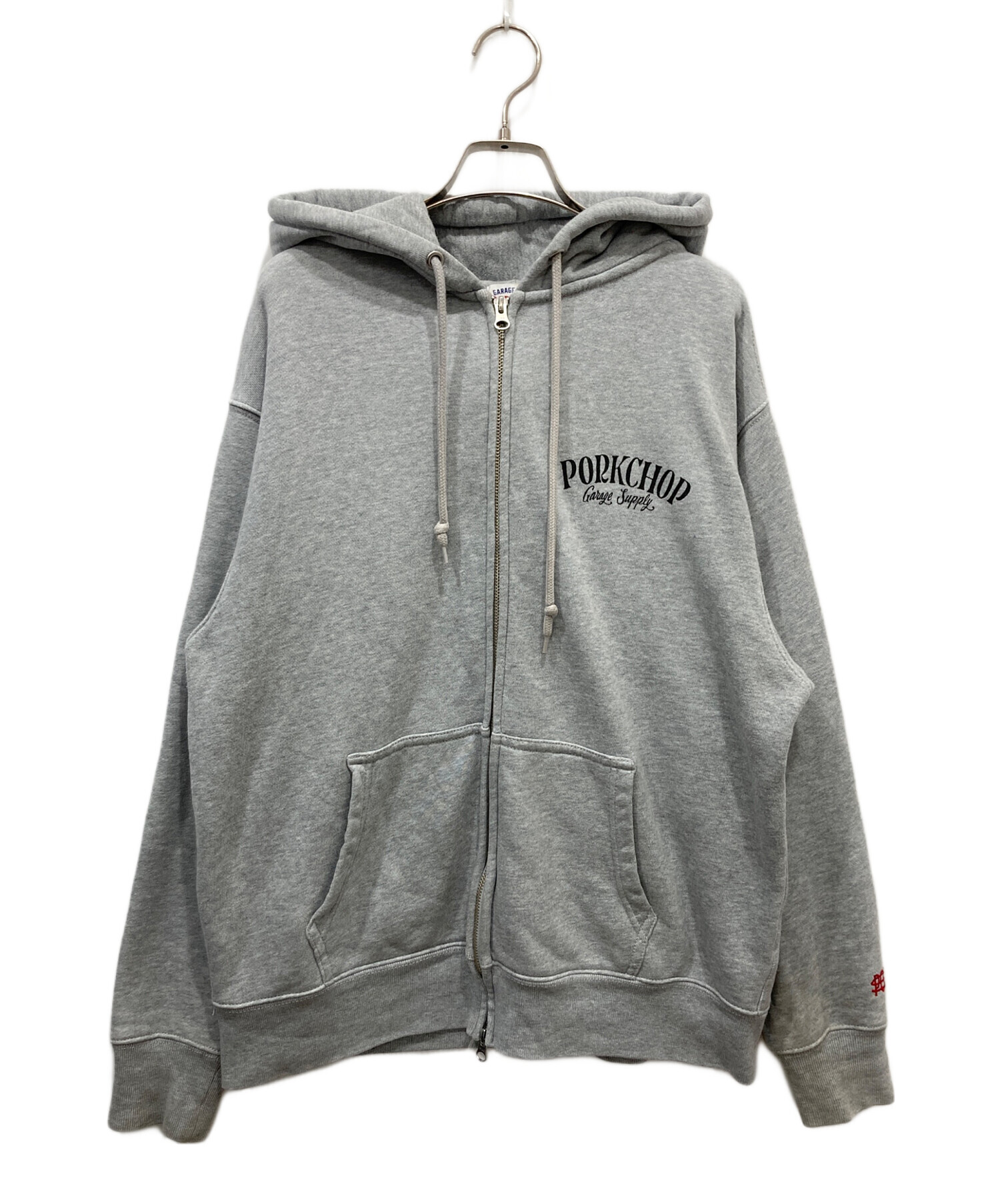 PORKCHOP グレー ジップアップフーディ 中古・古着通販】PORKCHOP GARAGE SUPPLY (ポークチョップガレージ