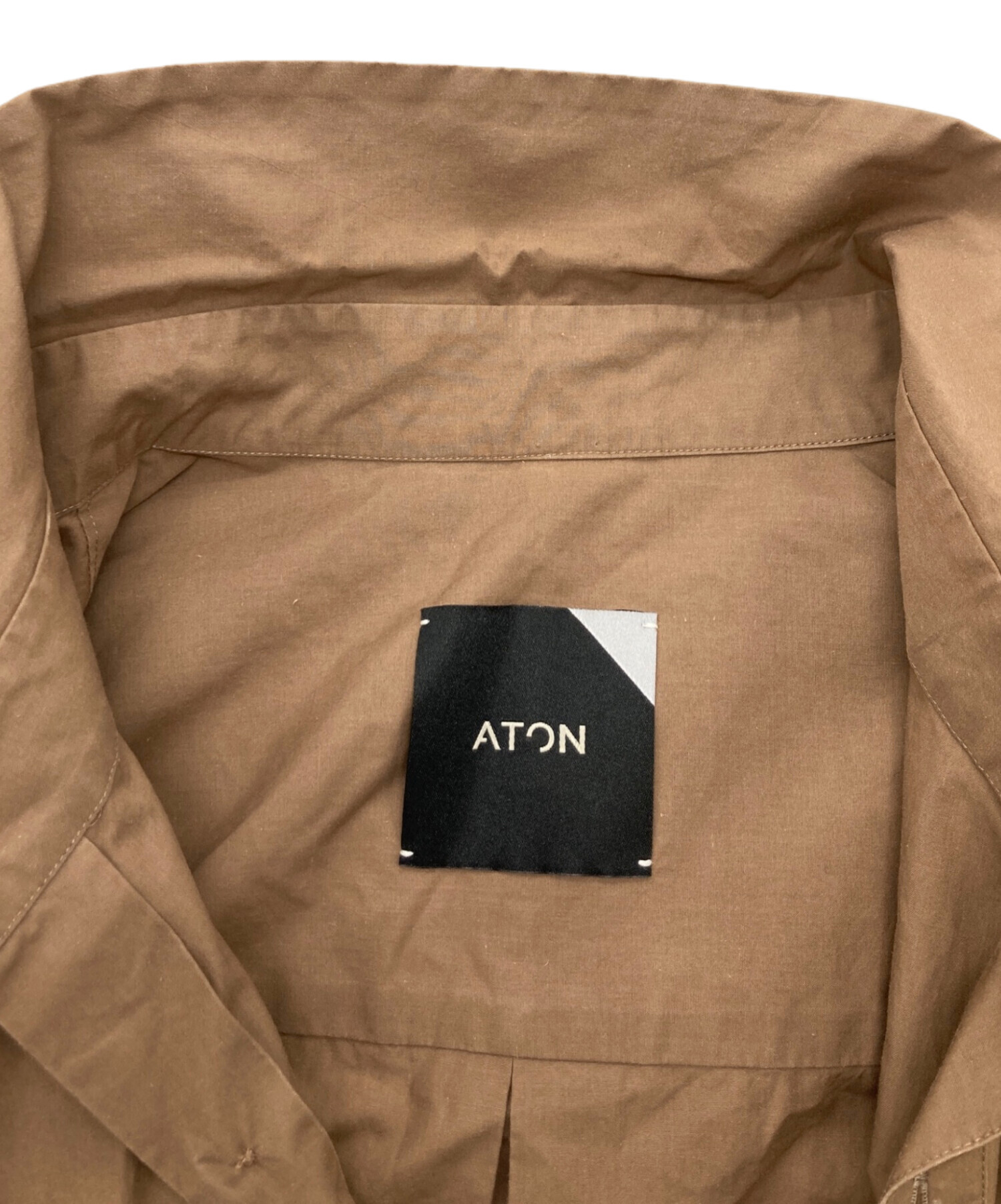 中古・古着通販】ATON (エイトン) シャツワンピース ブラウン サイズ:2