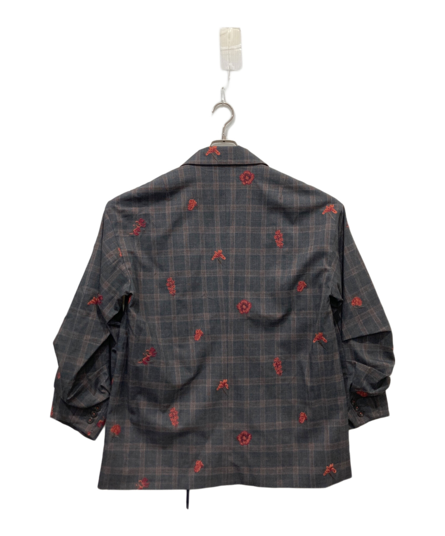 中古・古着通販】Ameri (アメリ) CHECK FLOWER PAPA JACKET グレー
