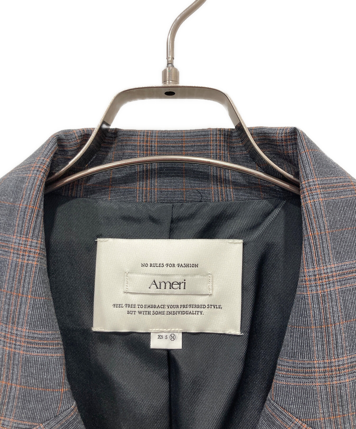 中古・古着通販】Ameri (アメリ) CHECK FLOWER PAPA JACKET グレー