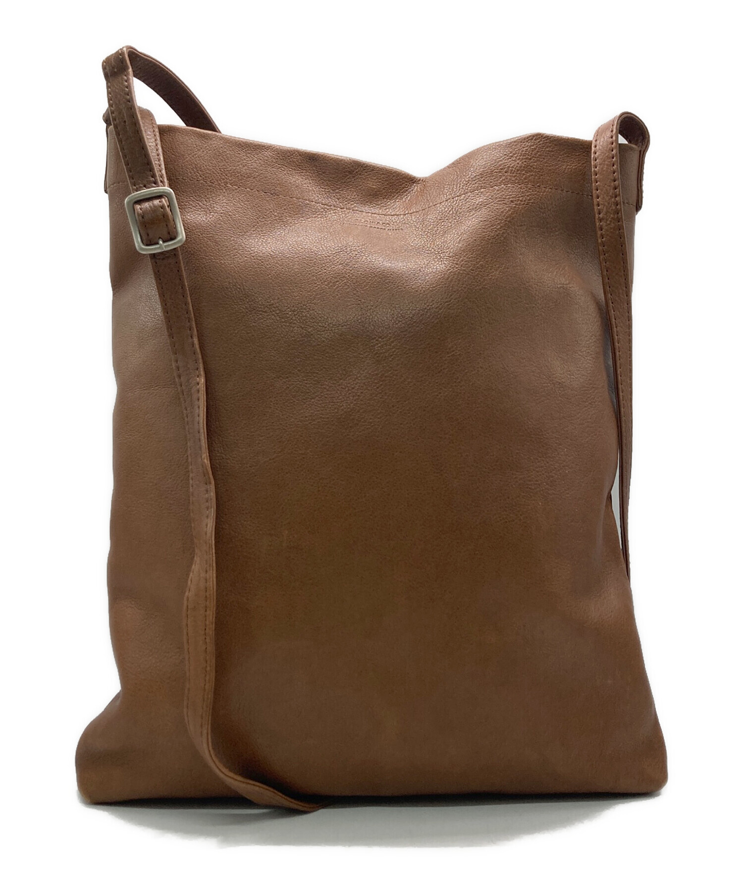 SLOW ブラウンオールレザー ショルダーバッグ 中古・古着通販】SLOW (スロウ) レザーショルダーバッグ ブラウン