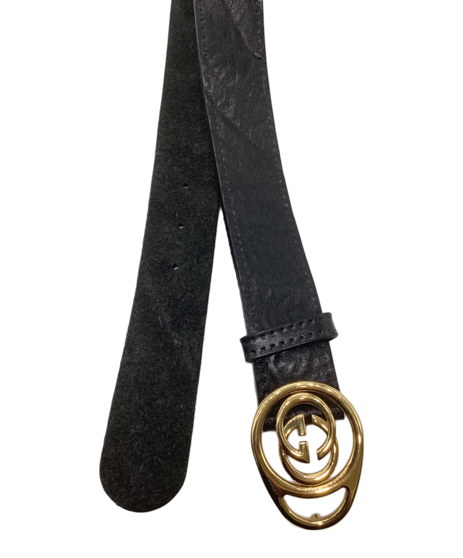 山*屋様 GUCCI ブラックレザーベルト 70-34 中古・古着通販】GUCCI (グッチ) GGベルト ブラック サイズ:85・34