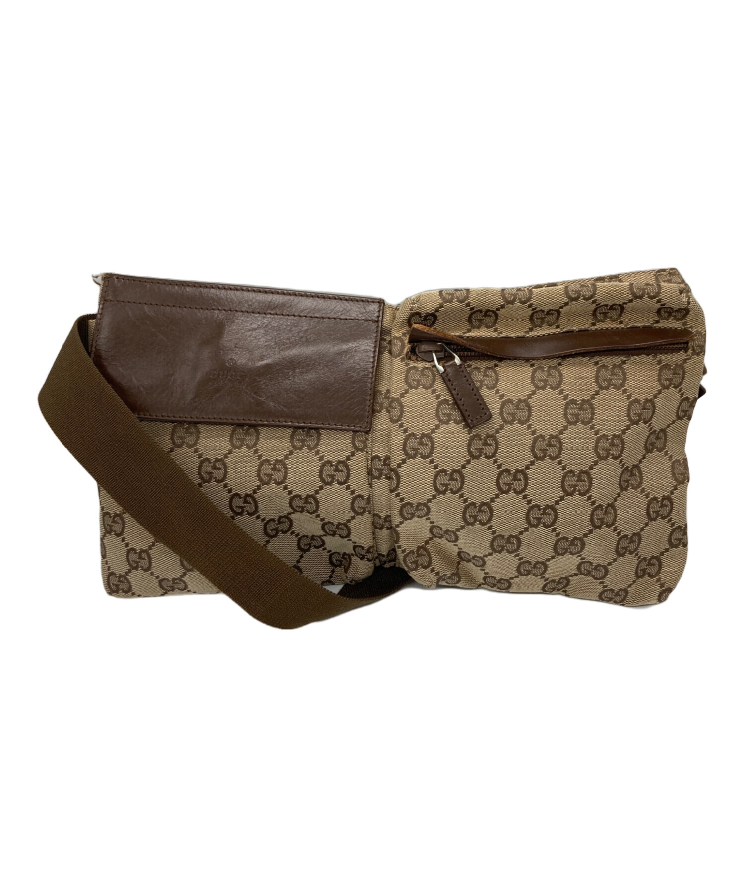 中古・古着通販】GUCCI (グッチ) GGキャンバスウエストポーチ ブラウン