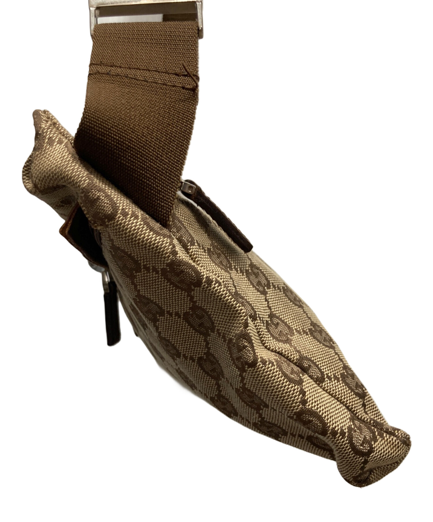 中古・古着通販】GUCCI (グッチ) GGキャンバスウエストポーチ ブラウン