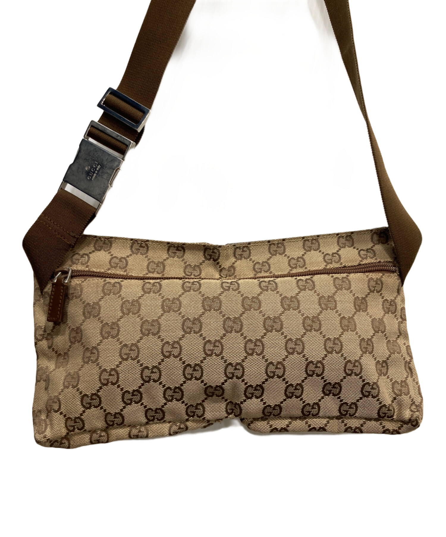 GUCCI GGパターン ウエストポーチ 中古・古着通販】GUCCI (グッチ) GGキャンバスウエストポーチ ブラウン